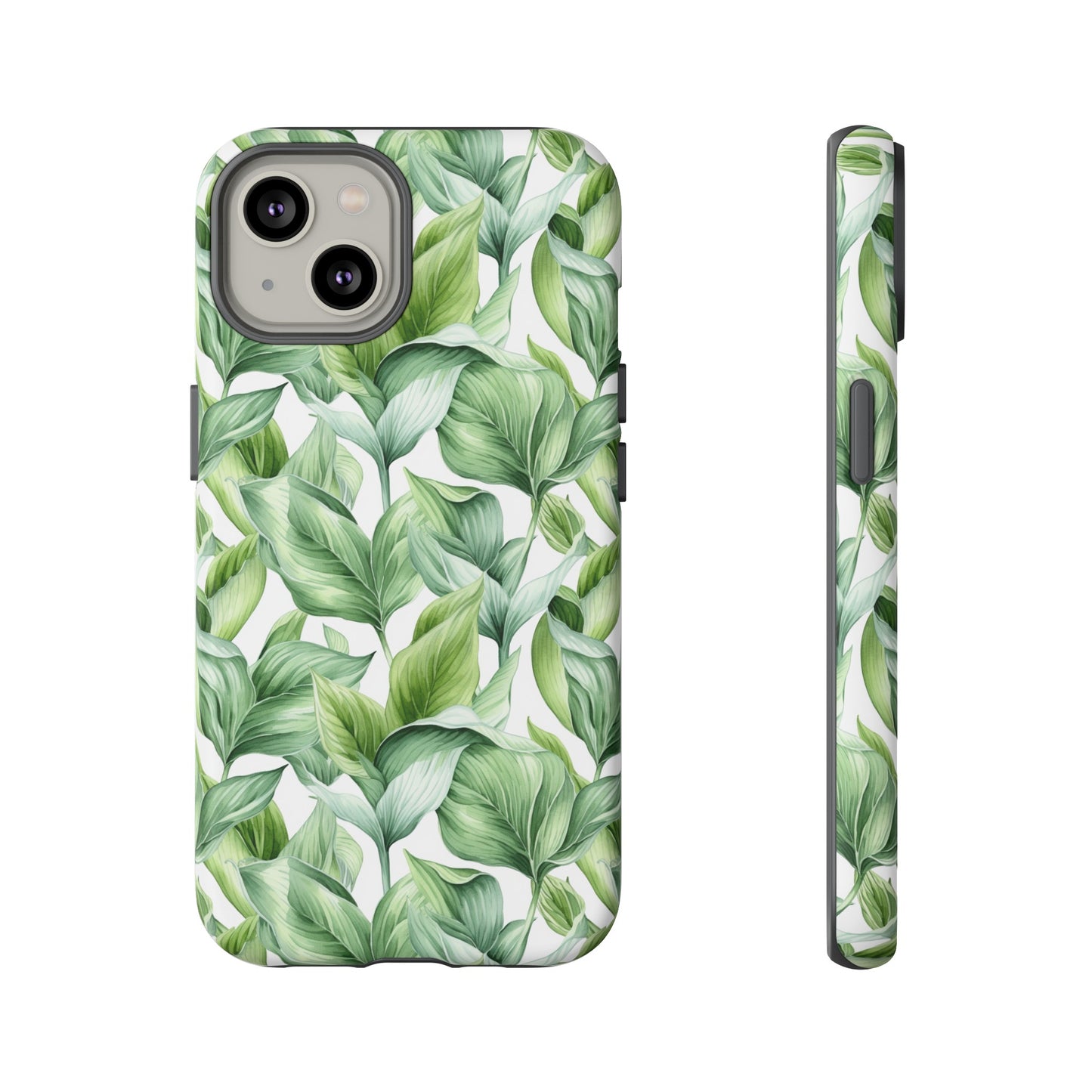 Gardening Lovers Collection - "Hosta (Hosta spp.)" Herbal Watercolor Plants Pattern - iPhone 15, iPhone 14 and iPhone 13 Phone Case