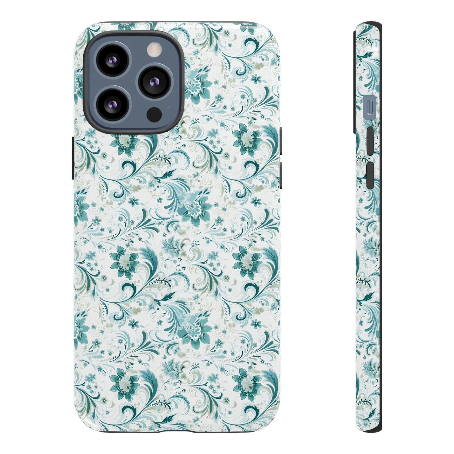 Beautiful Moss and Olive Green Floral Pattern Phone Case - Tough Cases for iPhone 15, iPhone 14 and iPhone 13