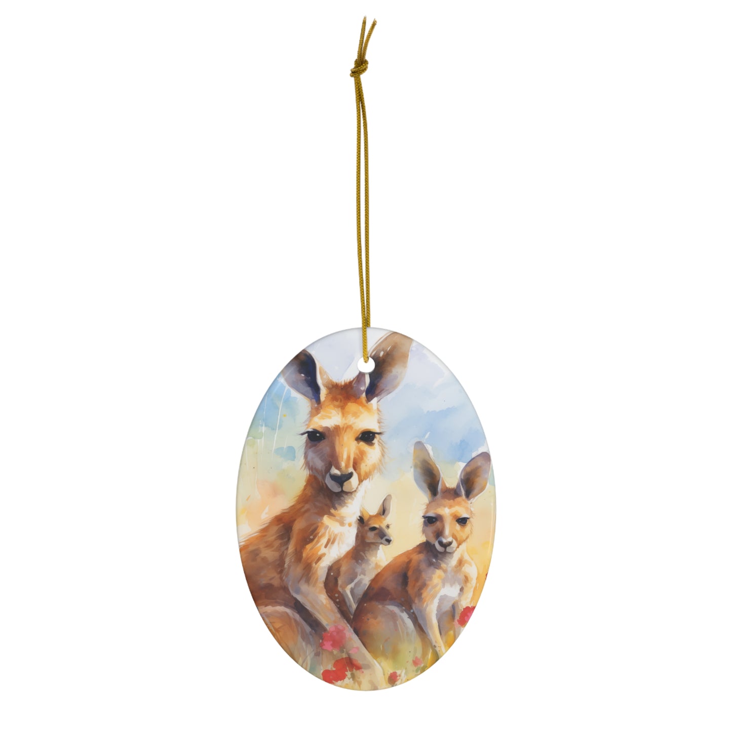 Happy Mother's Day / Mother Love / For The Best Mom Ever -  Baby Kangaroo Watercolor Design Ceramic Ornament - Perfect Gift, 1-Pack