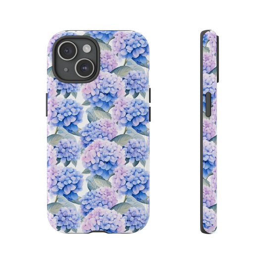 Gardening Lovers Collection - "Hydrangea (Hydrangea spp.)" Herbal Watercolor Plants Pattern - iPhone 15, iPhone 14 and iPhone 13 Phone Case