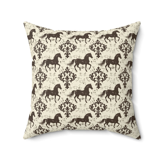 Mejestic Horse Pattern Pillow - Spun Polyester Square Pillow