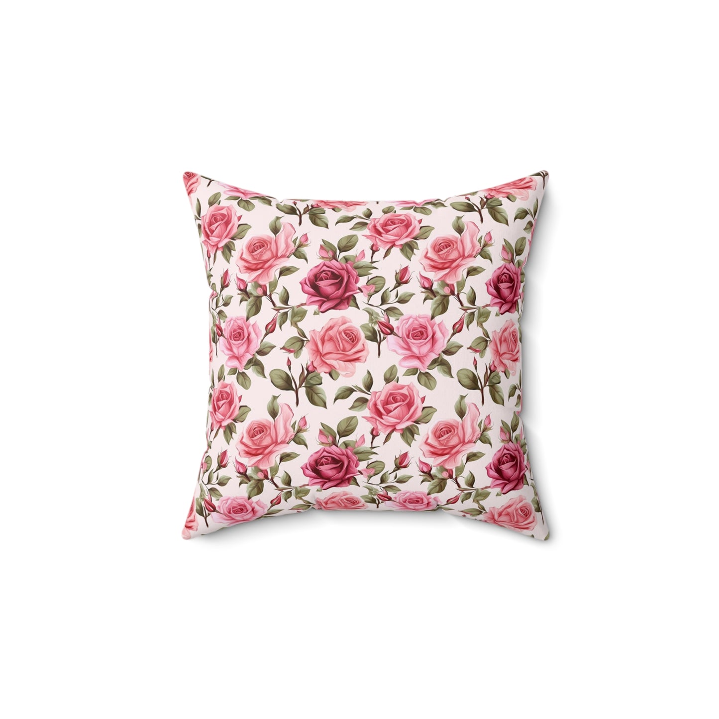 Lovely Roses Floral Pattern Pillow - Spun Polyester Square Pillow