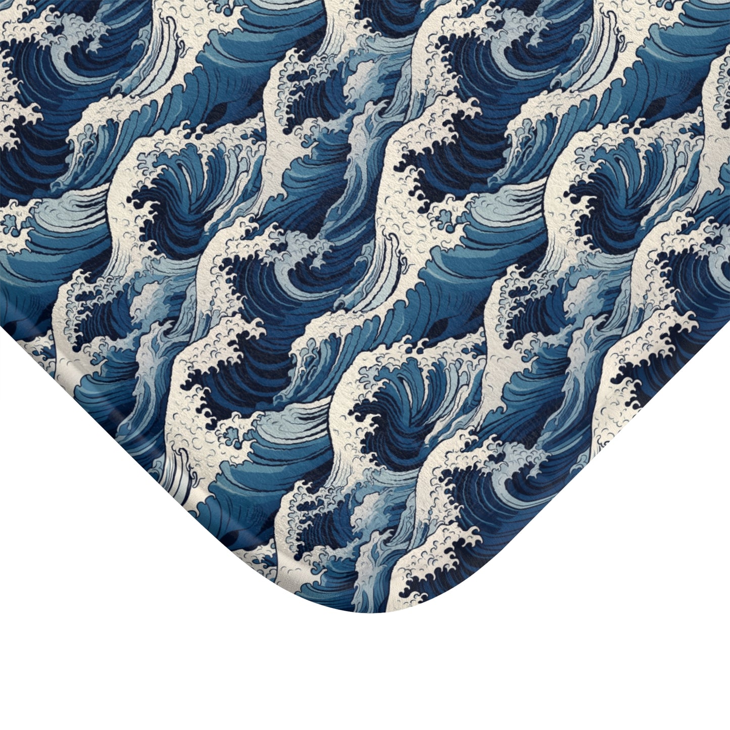 Minimalistic Japanese Wave Style Pattern Bath Mat