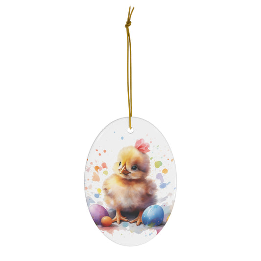 Happy Mother's Day / Mother Love / Best Mom -  Exquisite Baby Chicken Watercolor Design Ceramic Ornament - Perfect Mothers Day Gift, 1-Pack