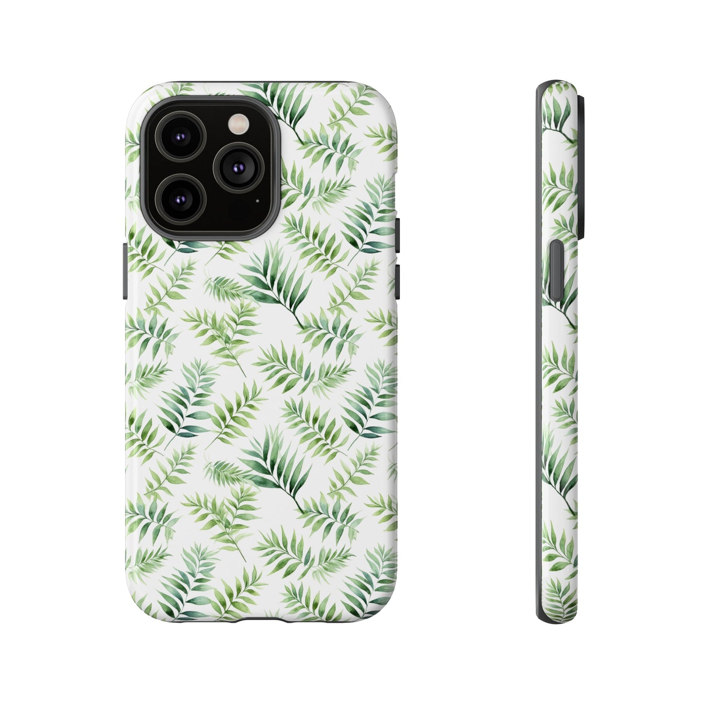 Gardening Collection - "Bamboo Palm (Chamaedorea seifrizii)" Herbal Watercolor Plants Pattern- iPhone 15, iPhone 14 and iPhone 13 Phone Case