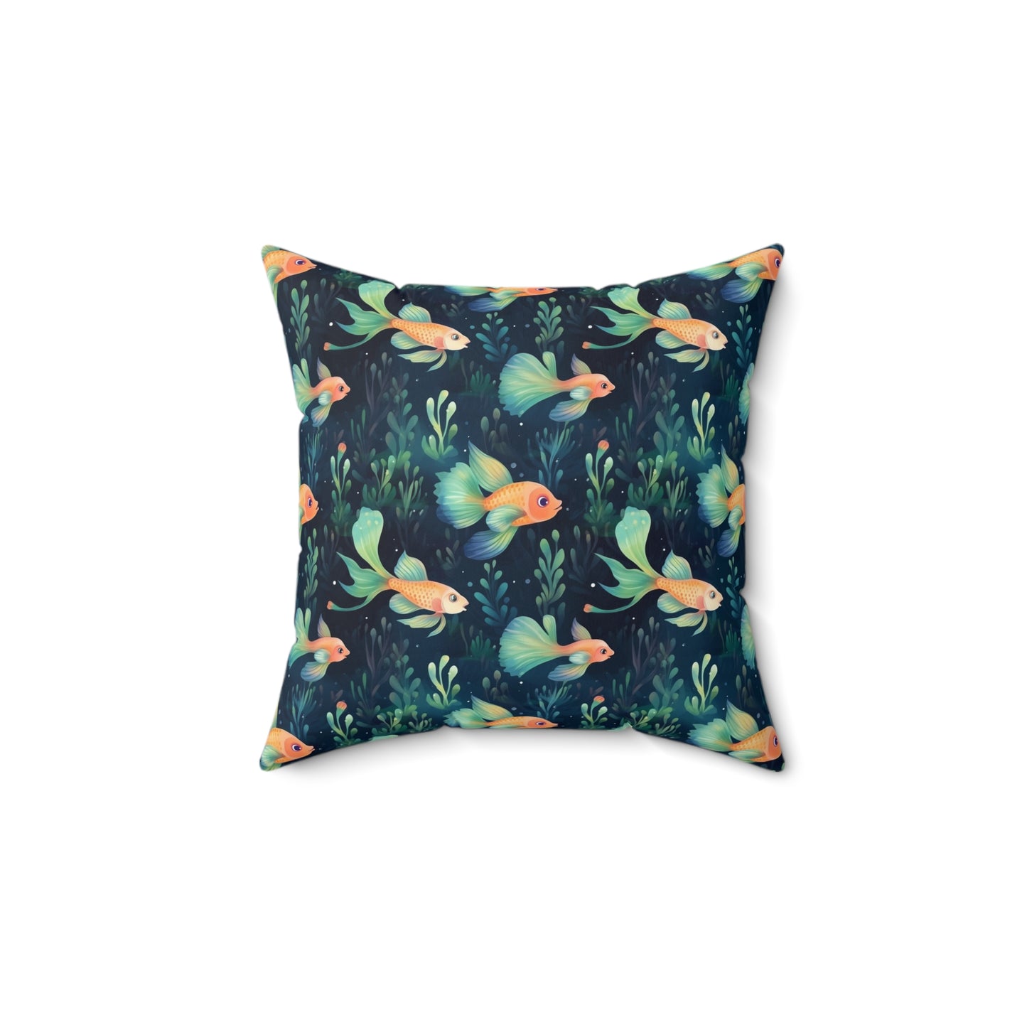 Fishing Enthusiasts Collection - Beautiful "Guppy" Elegant Watercolor Fish Pattern - Spun Polyester Square Pillow - Gift