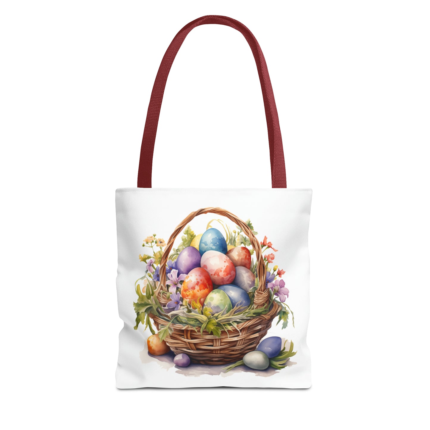 Happy Easter Basket / Egg Basket Watercolor Design Tote Bag