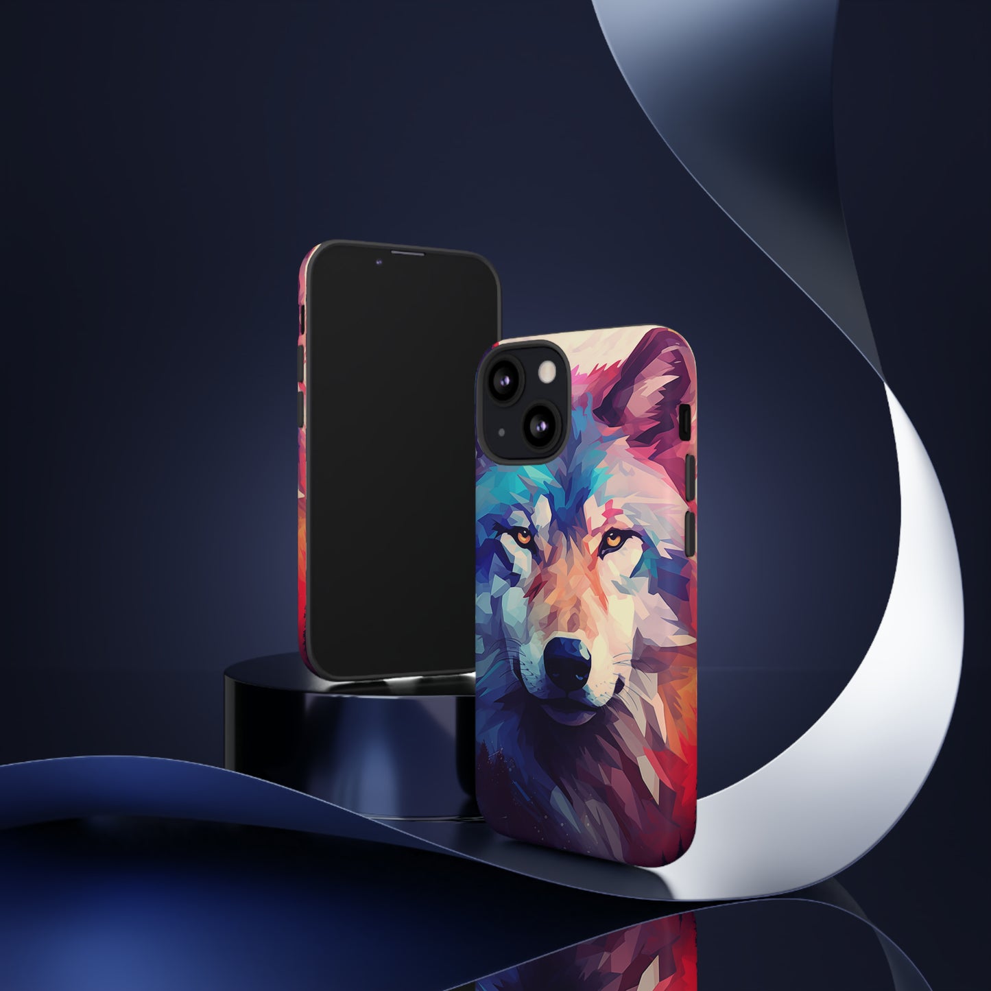 Majestic Wolf Polygon Style Phone Case / Beautiful Color Case - Tough Cases for iPhone 15, iPhone 14 and iPhone 13