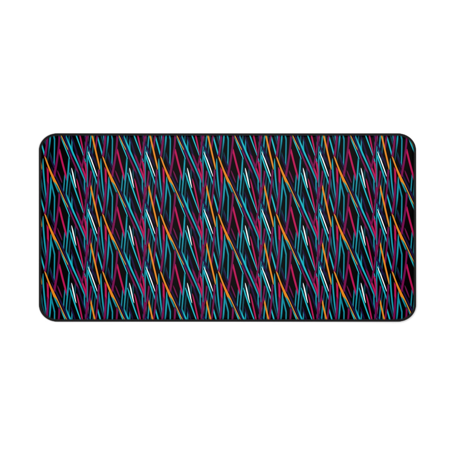 Colorful Artistic Stright Yellow Purple Blue Lines Pattern Desk Mat