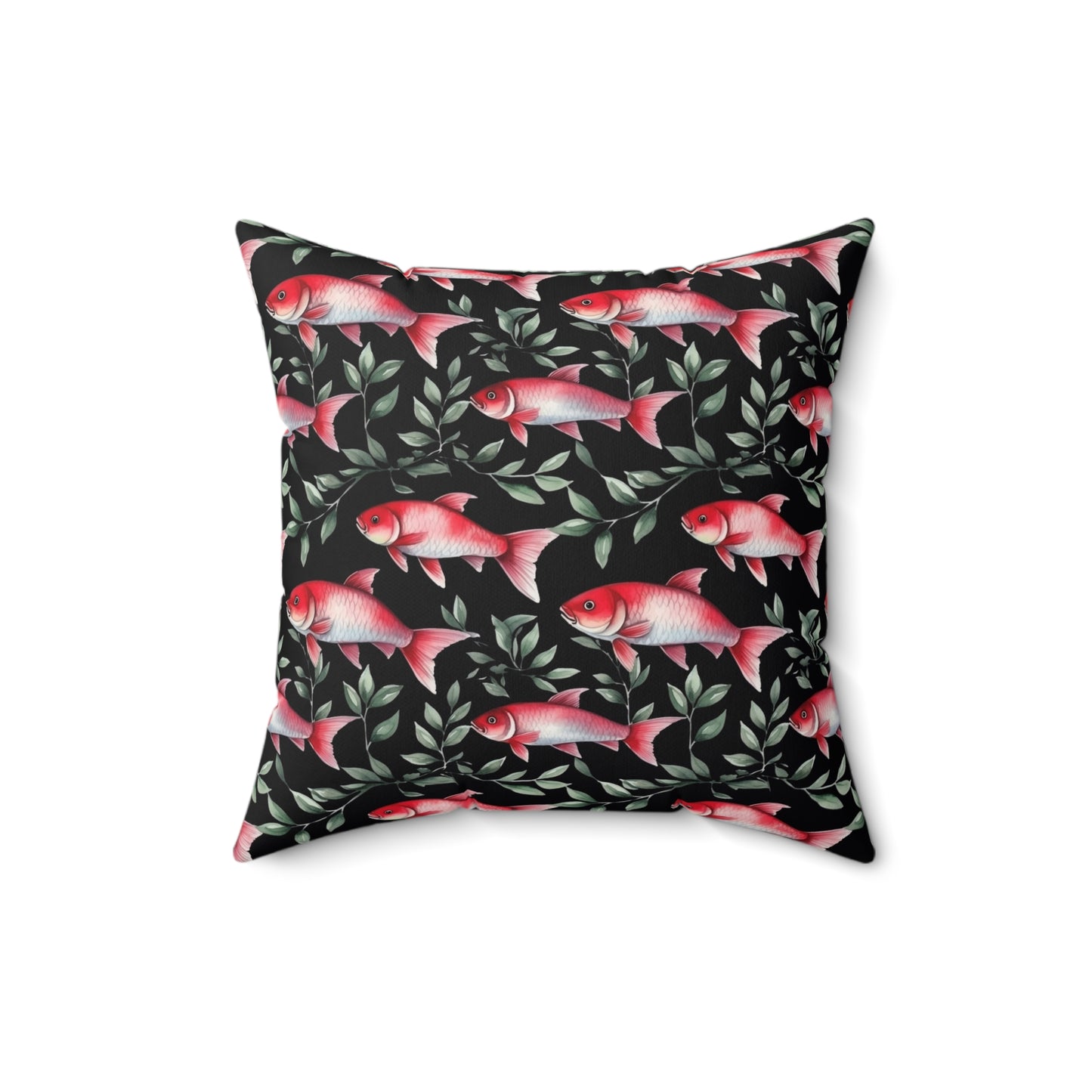 Fishing Enthusiasts Collection - Beautiful "Cherry Barb" Elegant Watercolor Fish Pattern - Spun Polyester Square Pillow - Perfect Gift