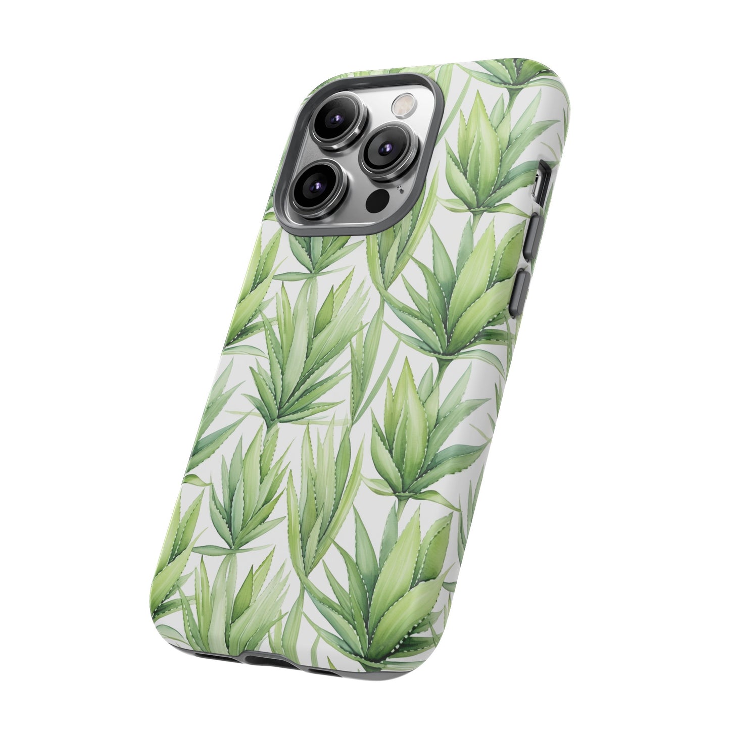 Gardening Collection - "Aloe Vera (Aloe Barbadensis)" Herbal Watercolor Plants Pattern -  iPhone 15, iPhone 14 and iPhone 13 Phone Case