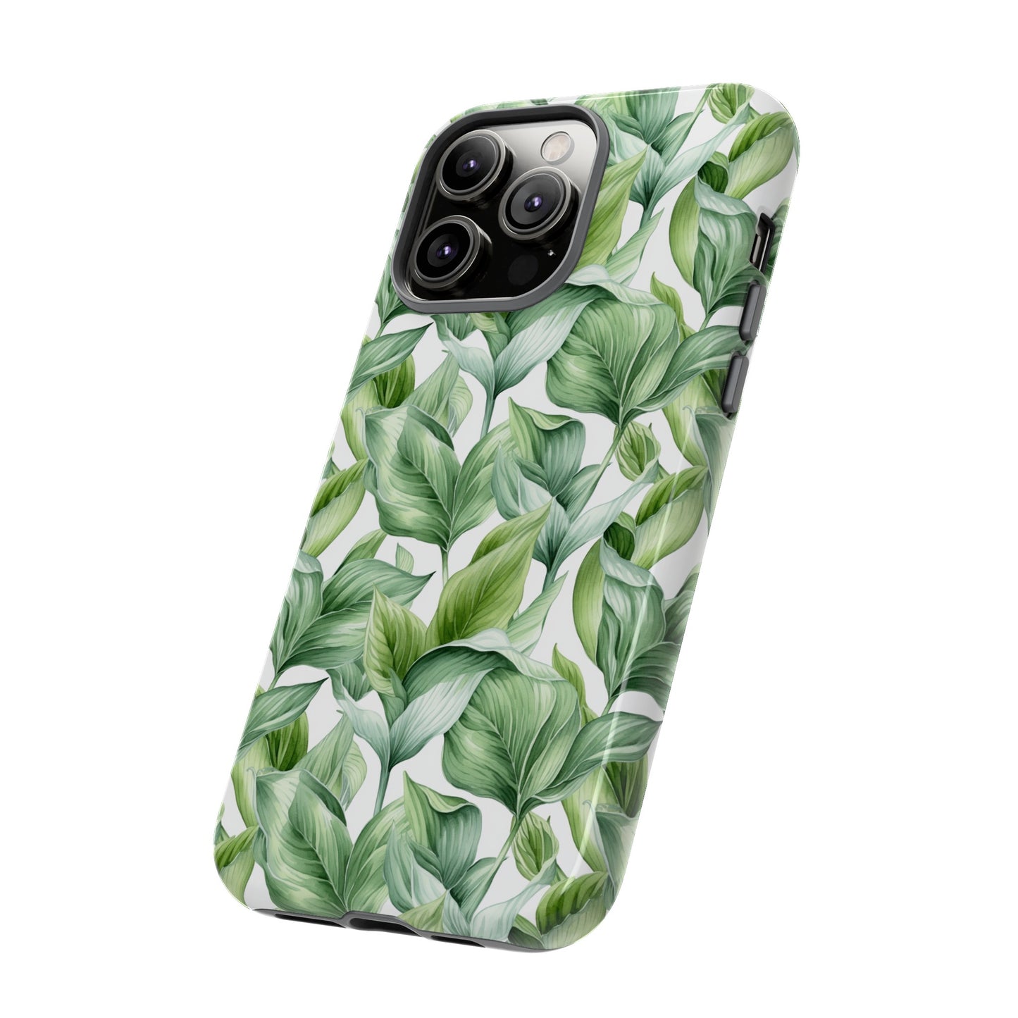 Gardening Lovers Collection - "Hosta (Hosta spp.)" Herbal Watercolor Plants Pattern - iPhone 15, iPhone 14 and iPhone 13 Phone Case