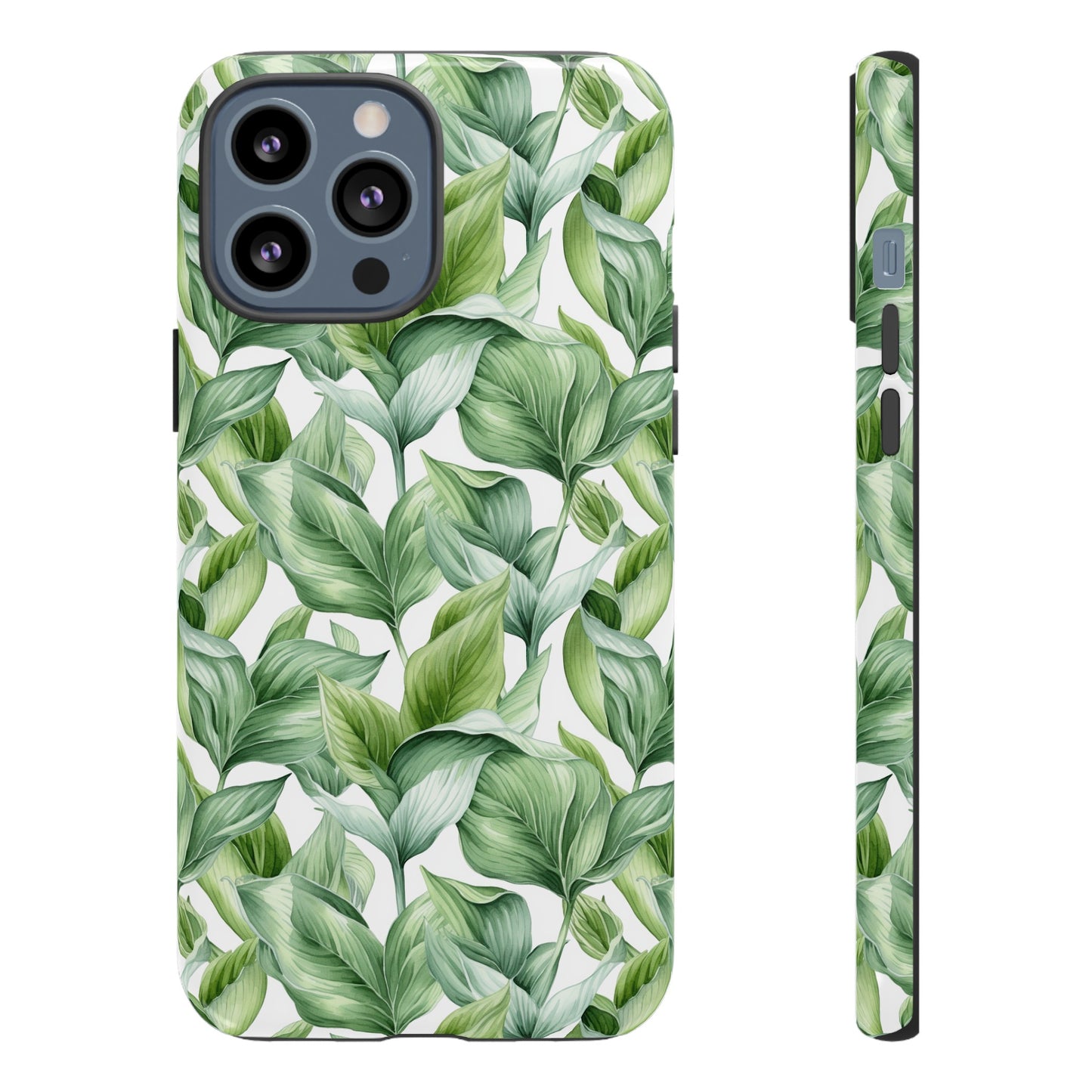 Gardening Lovers Collection - "Hosta (Hosta spp.)" Herbal Watercolor Plants Pattern - iPhone 15, iPhone 14 and iPhone 13 Phone Case