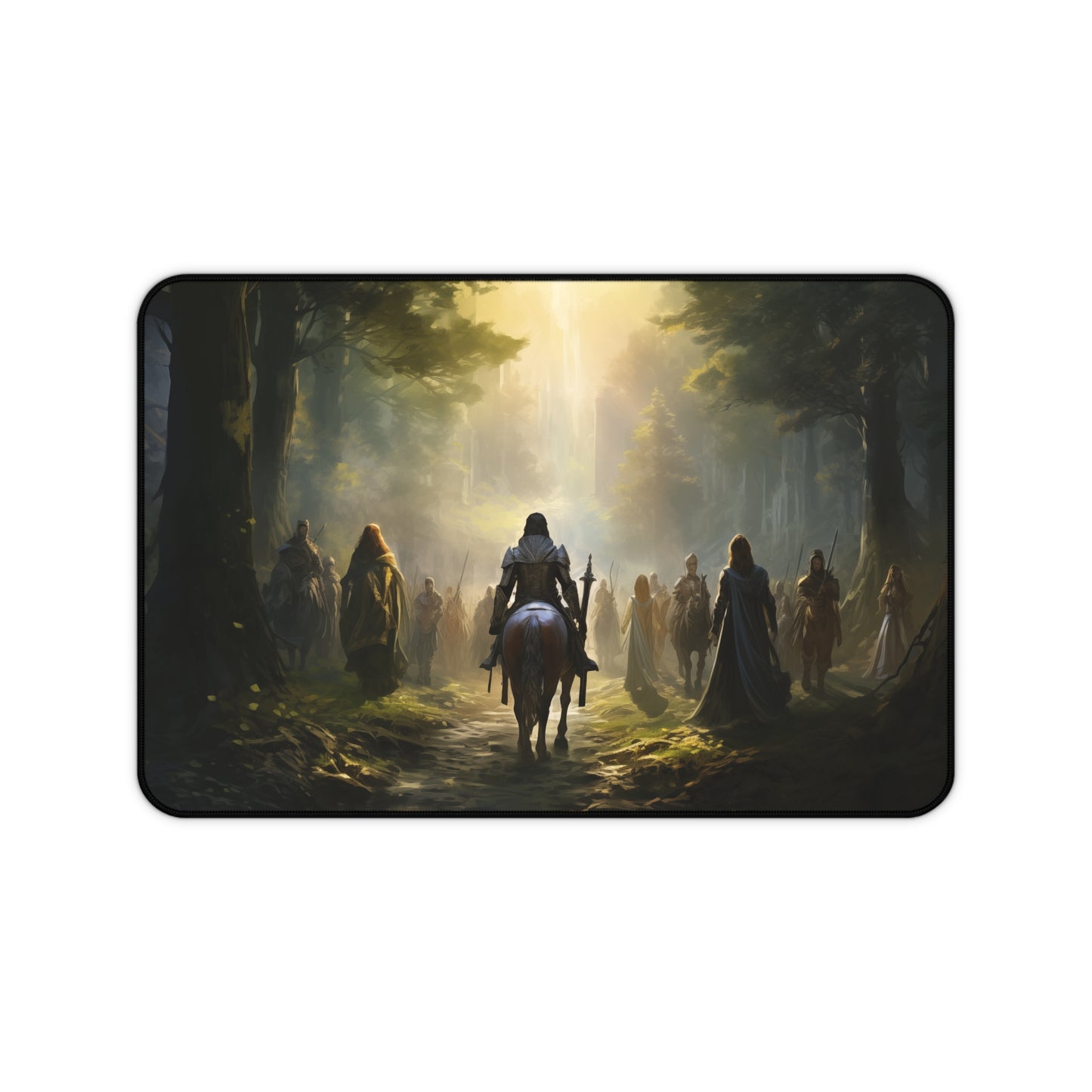 Epic Fantasy Friends Collection - "Elvish Council Gathering" Watercolor Art Work Design - Neoprene Gaming Desk Mat / Cover