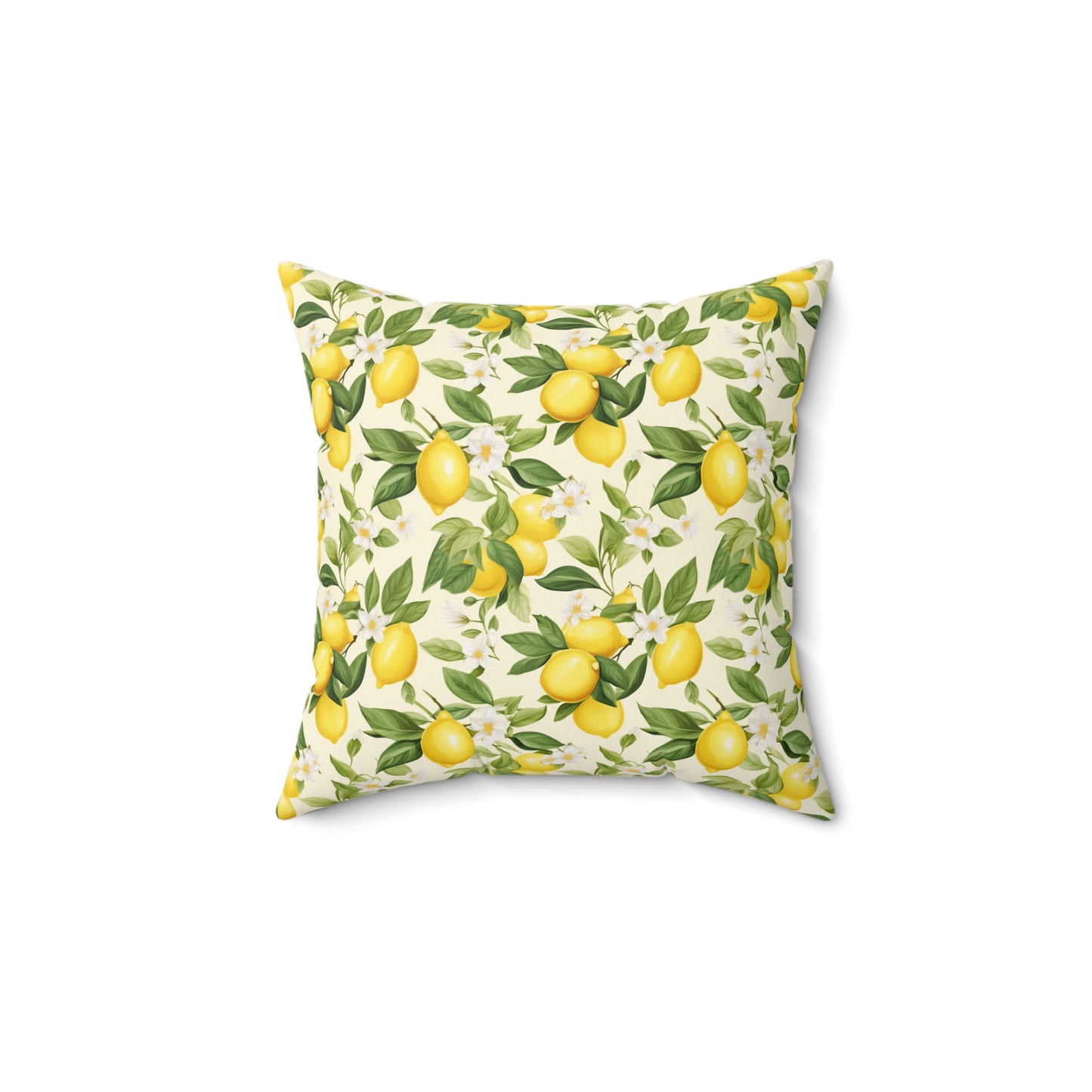 Gardening Lovers Collection - Classic Watercolor Summer Lemon Citrus Pattern Pillow - Spun Polyester Square Pillow