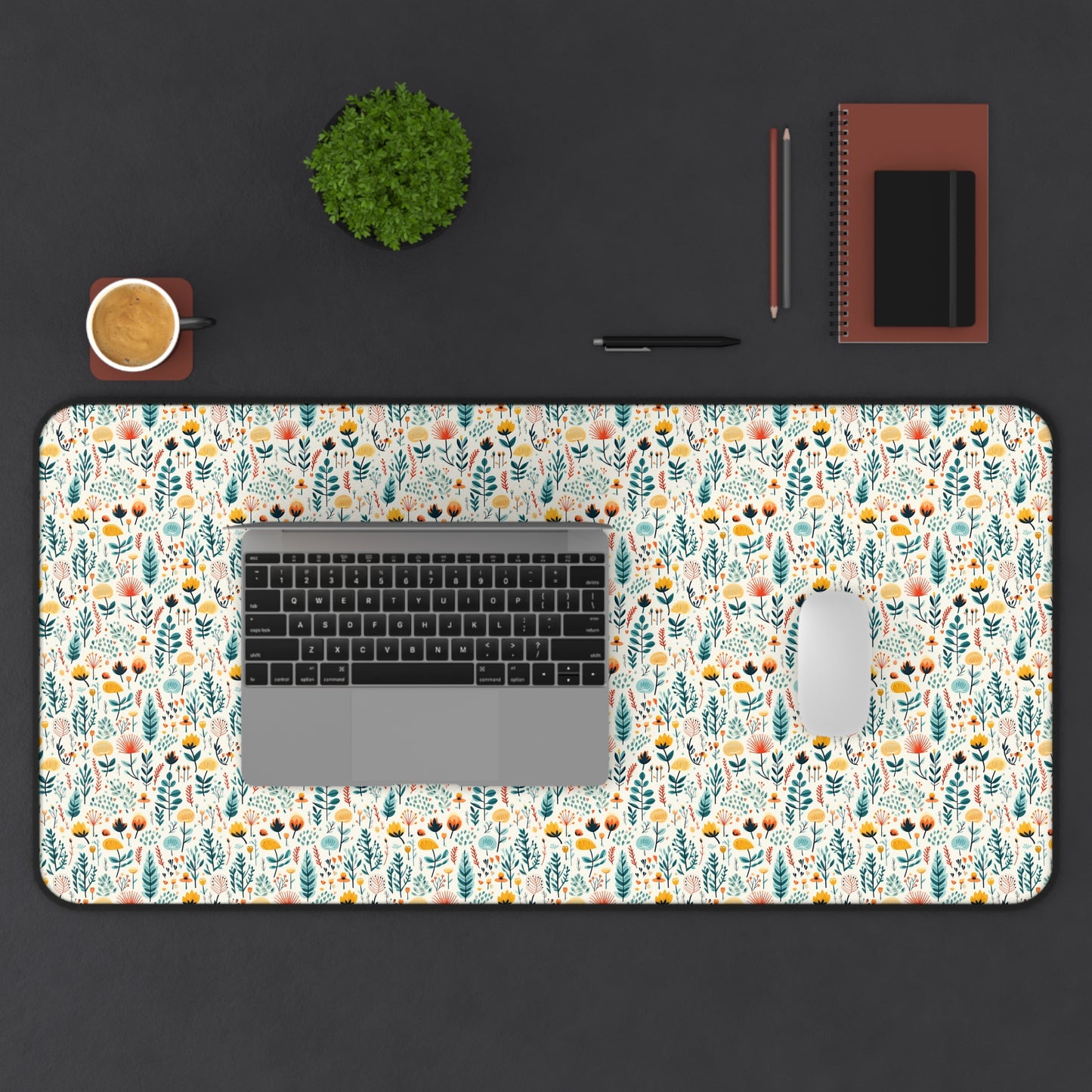 Calming Floral Pattern Desk Mat