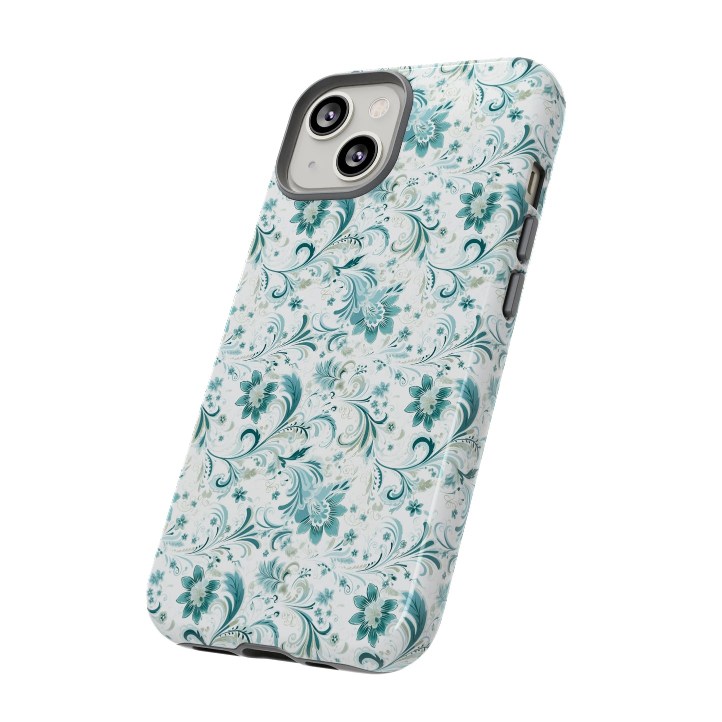 Beautiful Moss and Olive Green Floral Pattern Phone Case - Tough Cases for iPhone 15, iPhone 14 and iPhone 13