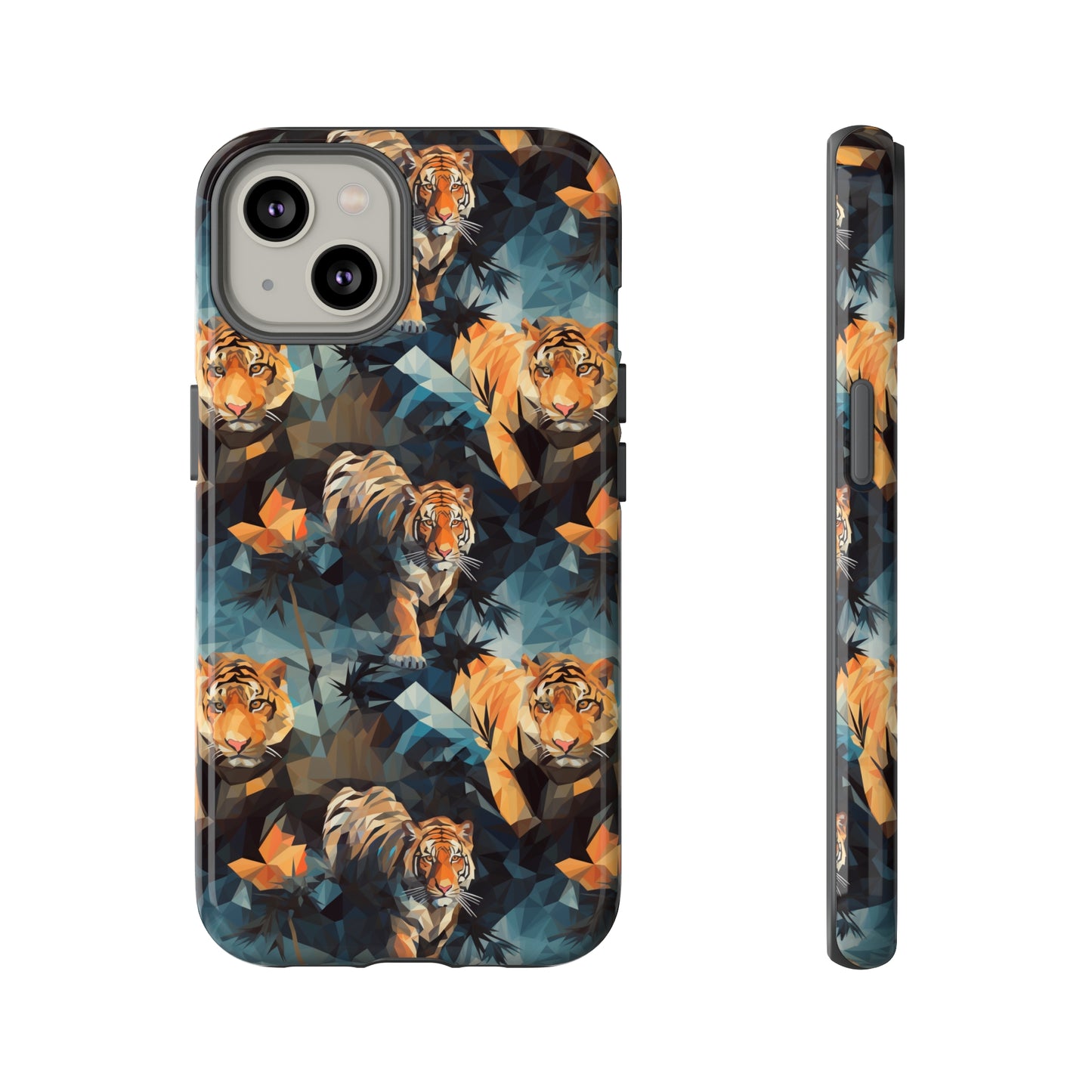 Sneaking Tiger Grey Polygonized Style Phone Case  - Tough Cases for iPhone 15, iPhone 14 and iPhone 13