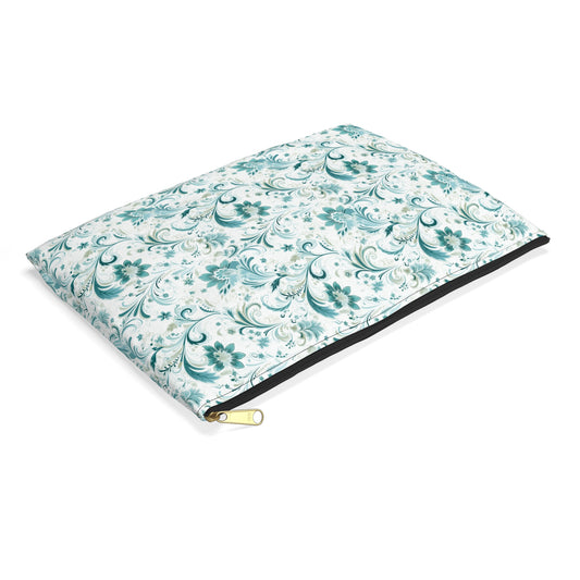 Moss and Olive Green Floral Style Pattern Accessory Pouch