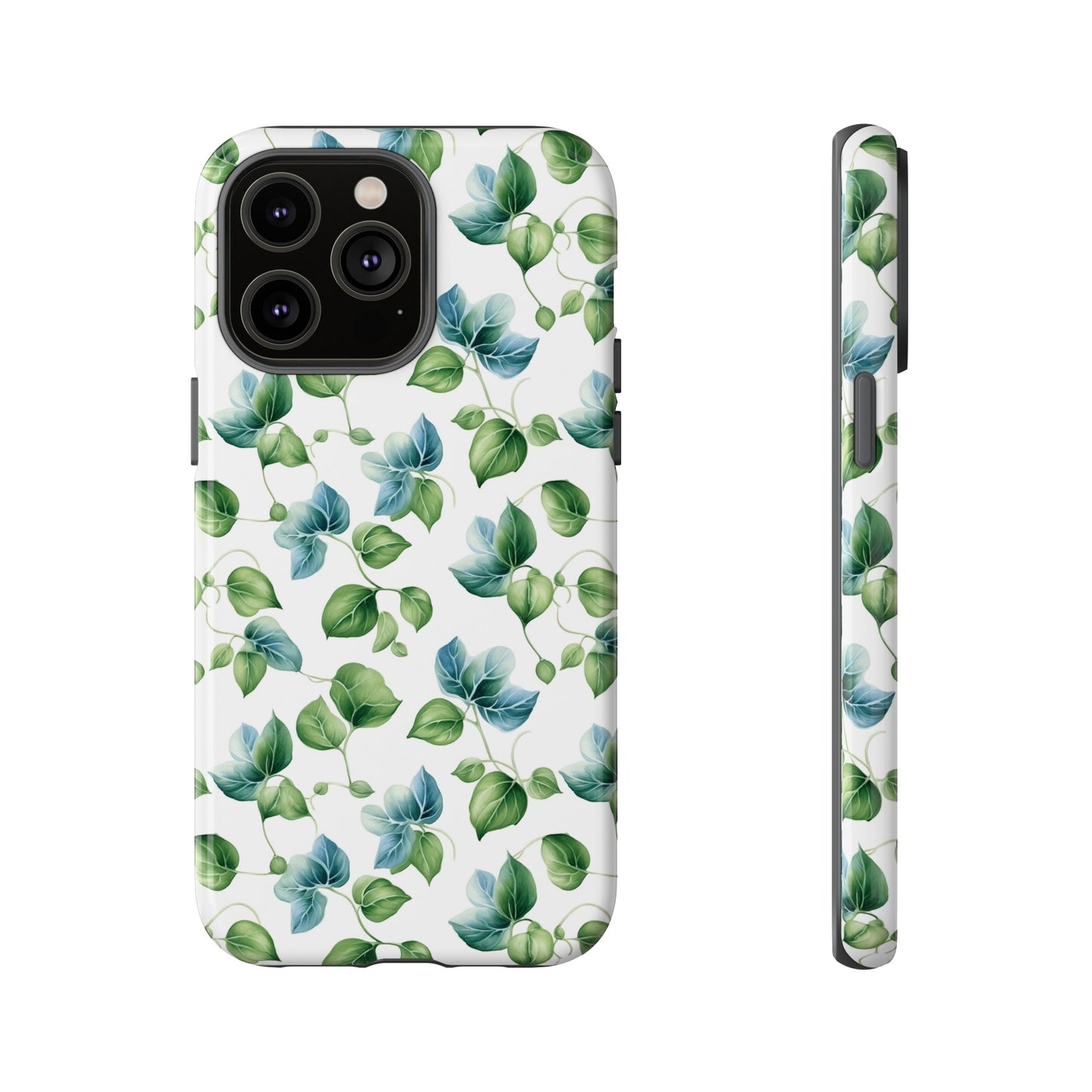 Gardening Lovers Collection - "English Ivy (Hedera helix)" Herbal Watercolor Plants Pattern - iPhone 15, iPhone 14 and iPhone 13 Phone Case