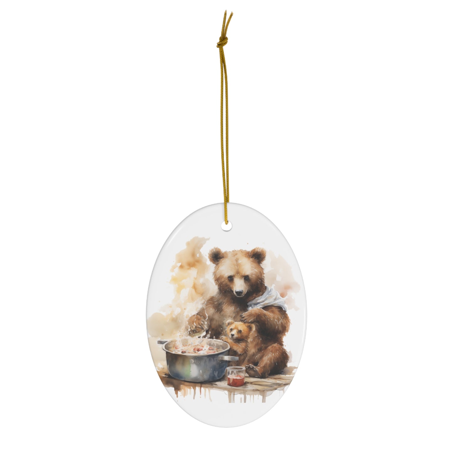 Happy Mother's Day / Mama-Bear/ Thank you Mamabear -  Baby Bear Watercolor Design Ceramic Ornament - Perfect Gift, 1-Pack