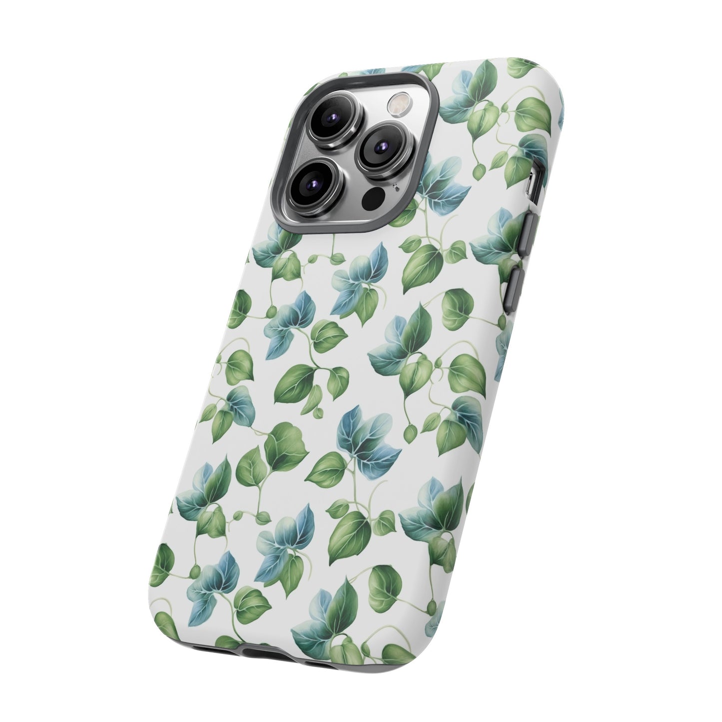 Gardening Lovers Collection - "English Ivy (Hedera helix)" Herbal Watercolor Plants Pattern - iPhone 15, iPhone 14 and iPhone 13 Phone Case