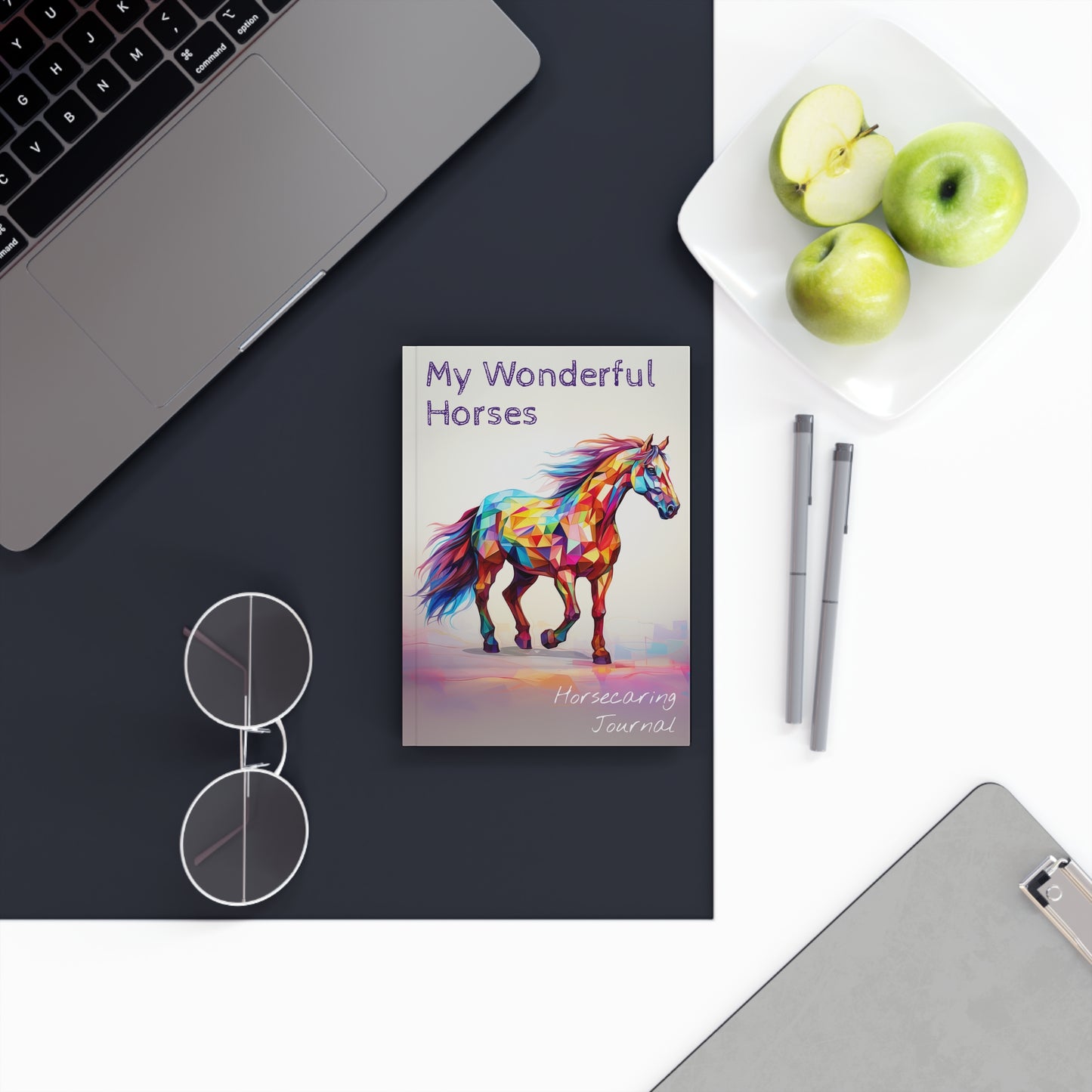 Horsecaring Journal / "My Wonderful Horses" Notebook - Hard Backed Journal - Perfect Gift for Horseriding Lovers / Horse Enthusiasts