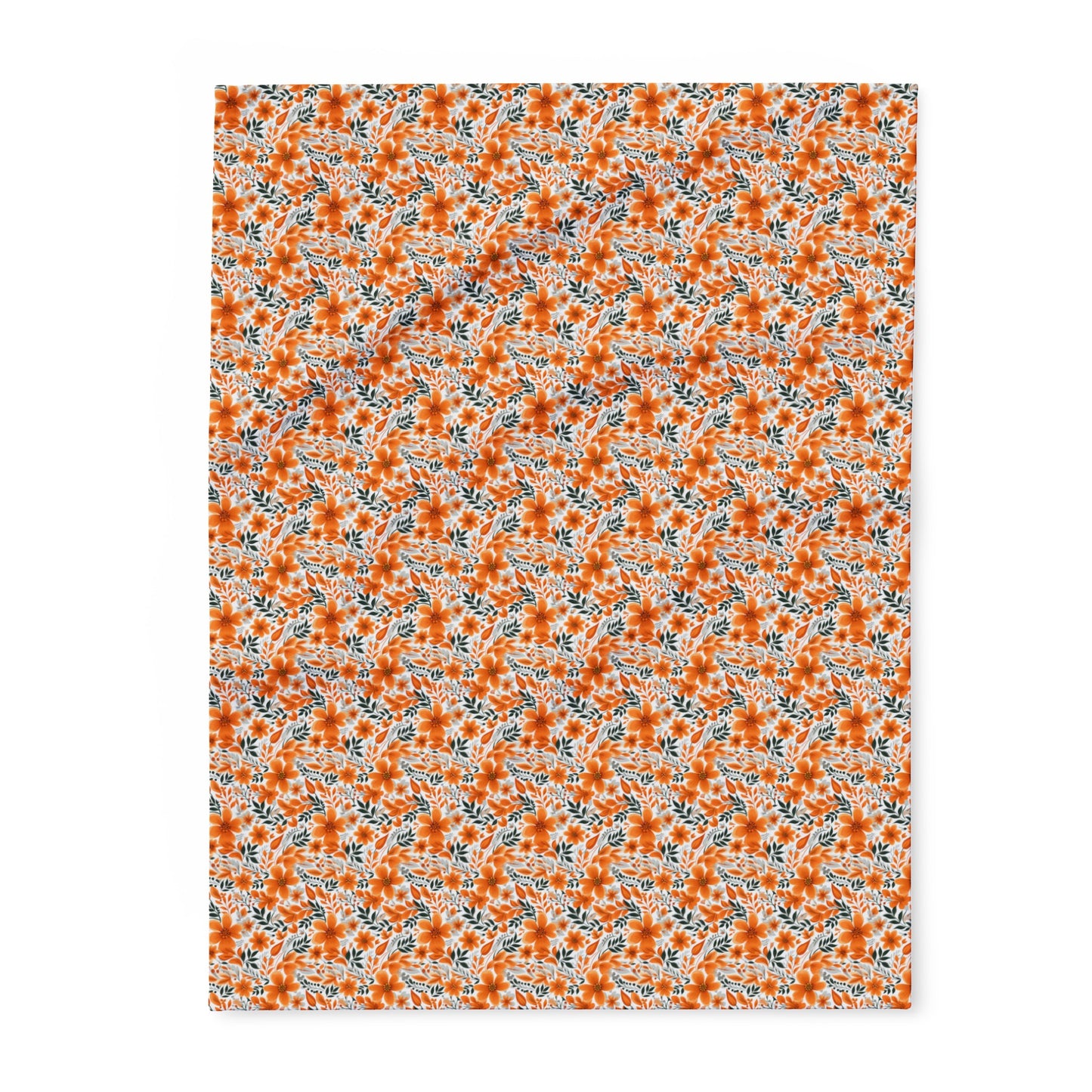 Wonderful Orange Floral Flower Summer Pattern Style Design Arctic Fleece Blanket