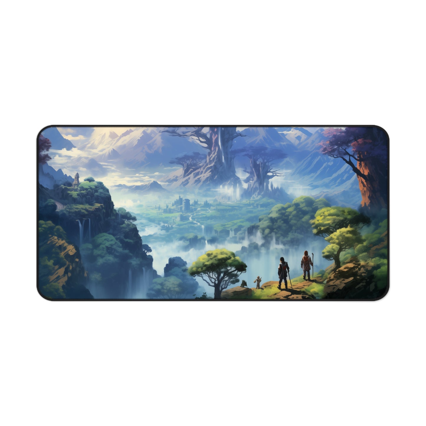 Epic Fantasy Friends Collection - "Valley of Elven-Pride" Watercolor Art Work Design - Neoprene Gaming Desk Mat / Cover