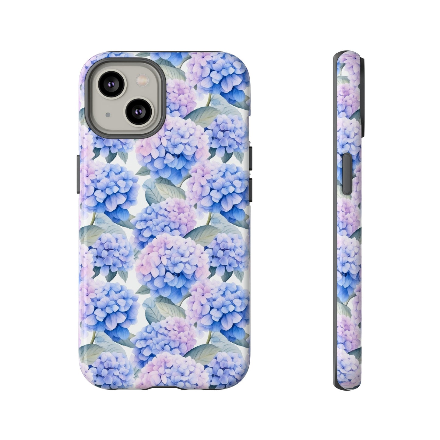 Gardening Lovers Collection - "Hydrangea (Hydrangea spp.)" Herbal Watercolor Plants Pattern - iPhone 15, iPhone 14 and iPhone 13 Phone Case