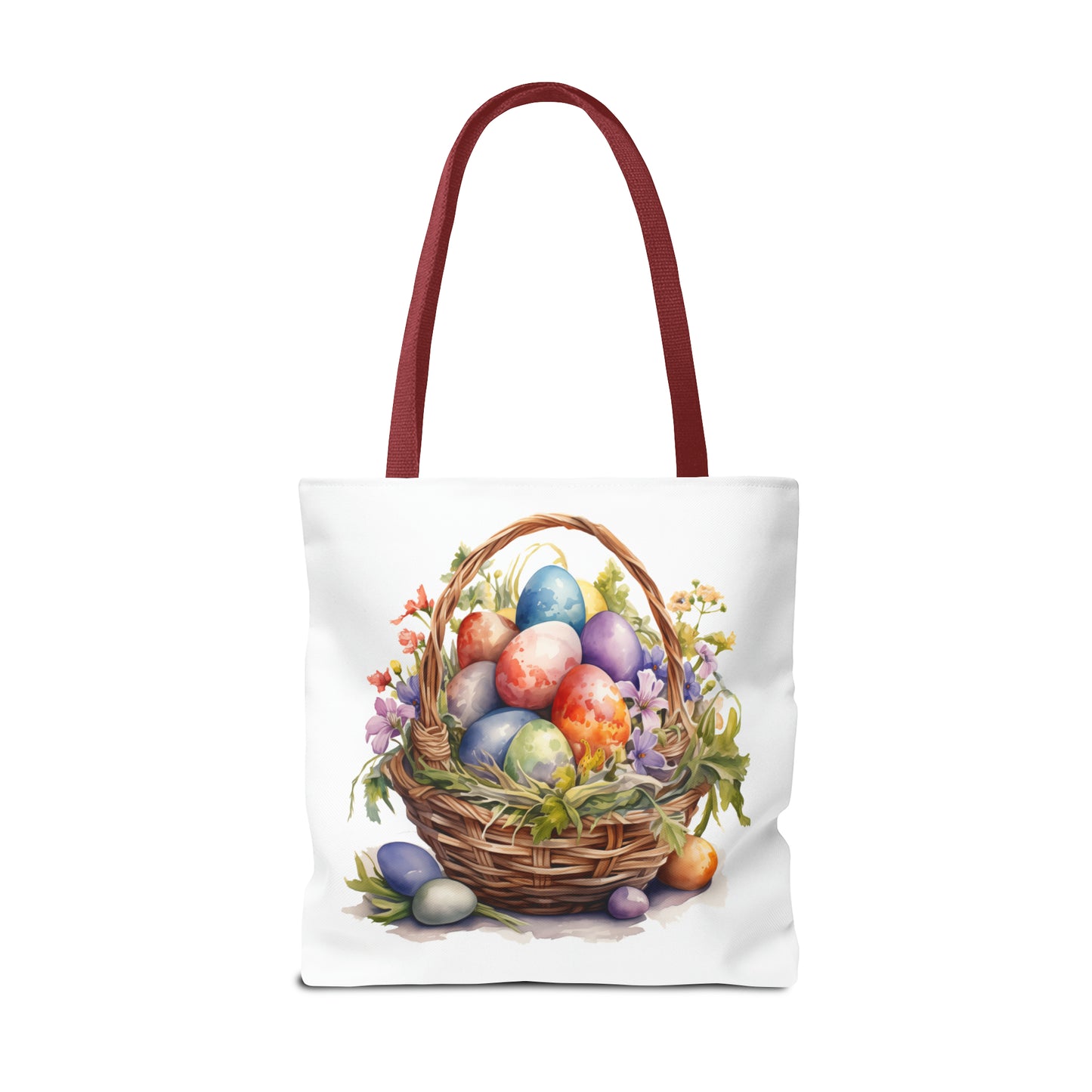 Happy Easter Basket / Egg Basket Watercolor Design Tote Bag