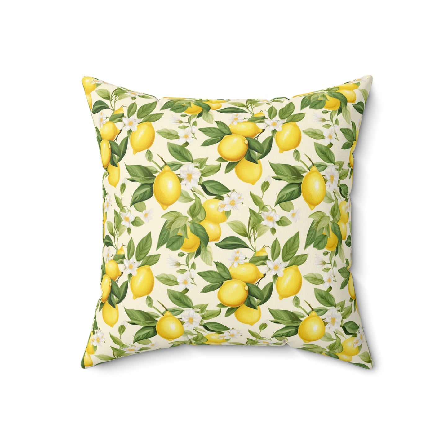 Gardening Lovers Collection - Classic Watercolor Summer Lemon Citrus Pattern Pillow - Spun Polyester Square Pillow