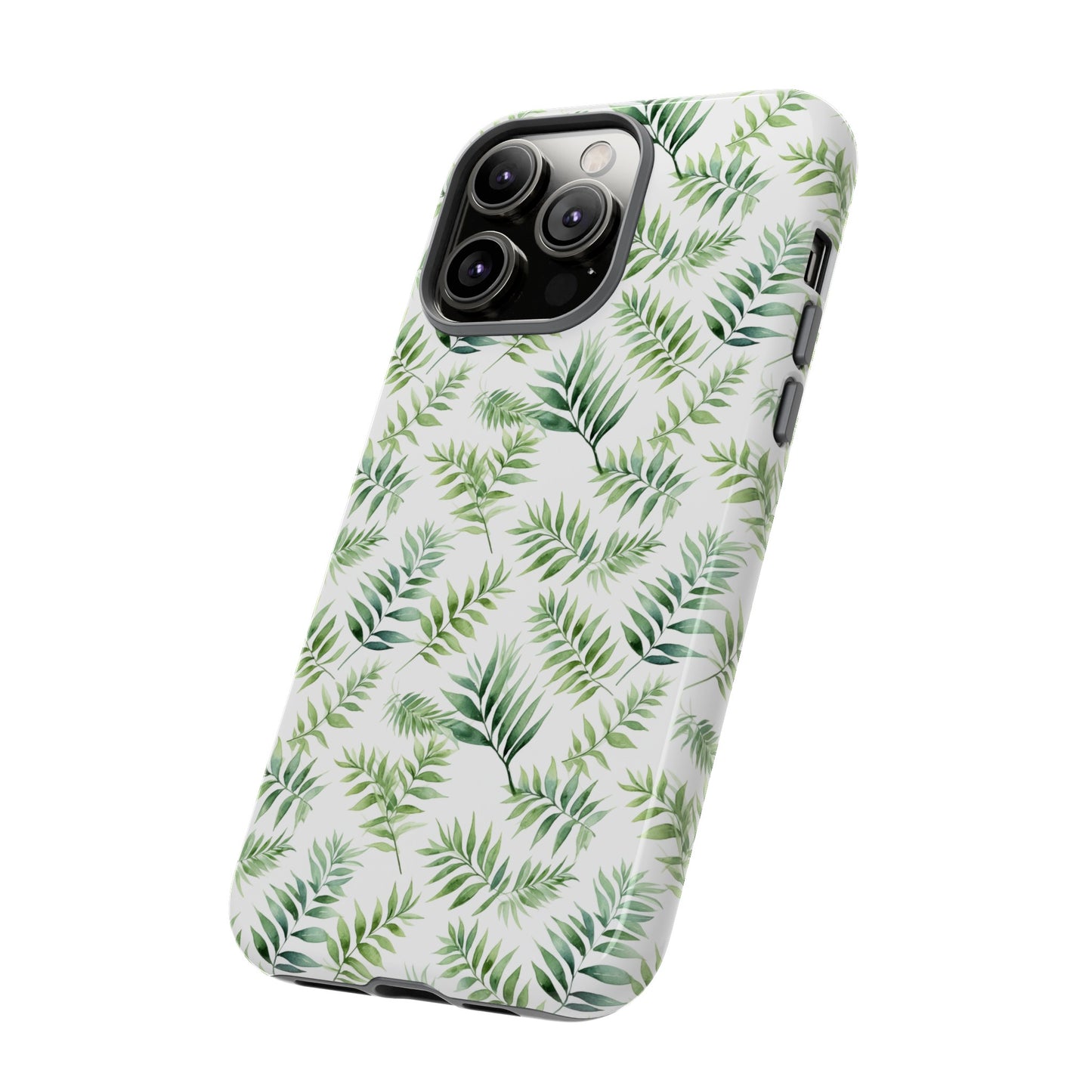 Gardening Collection - "Bamboo Palm (Chamaedorea seifrizii)" Herbal Watercolor Plants Pattern- iPhone 15, iPhone 14 and iPhone 13 Phone Case