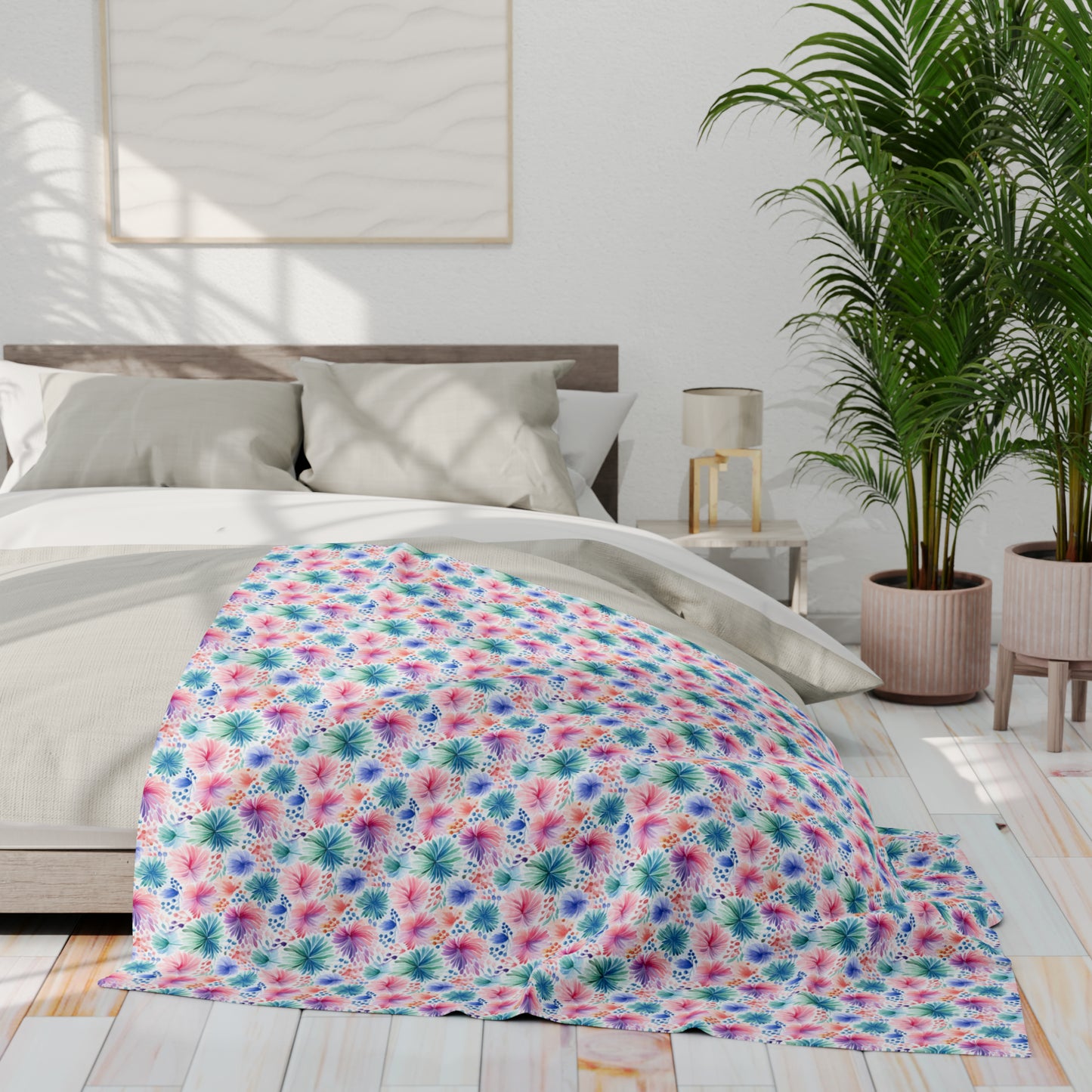 Beautiful Watercolor Floral Pattern Design Arctic Fleece Blanket