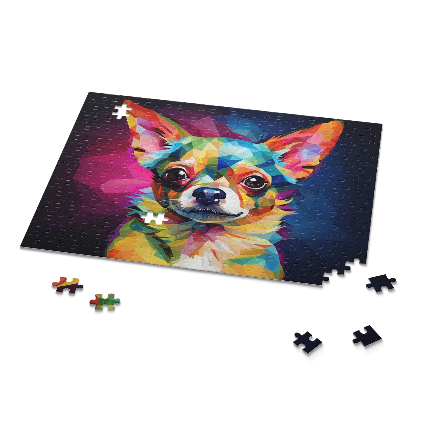 Cute Colorful Polygon Style Chihuahua / Cute little Dog Puzzle - Jigsaw Puzzle (120, 252, 500-Piece)