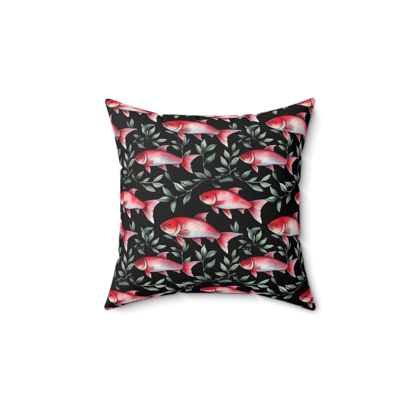 Fishing Enthusiasts Collection - Beautiful "Cherry Barb" Elegant Watercolor Fish Pattern - Spun Polyester Square Pillow - Perfect Gift