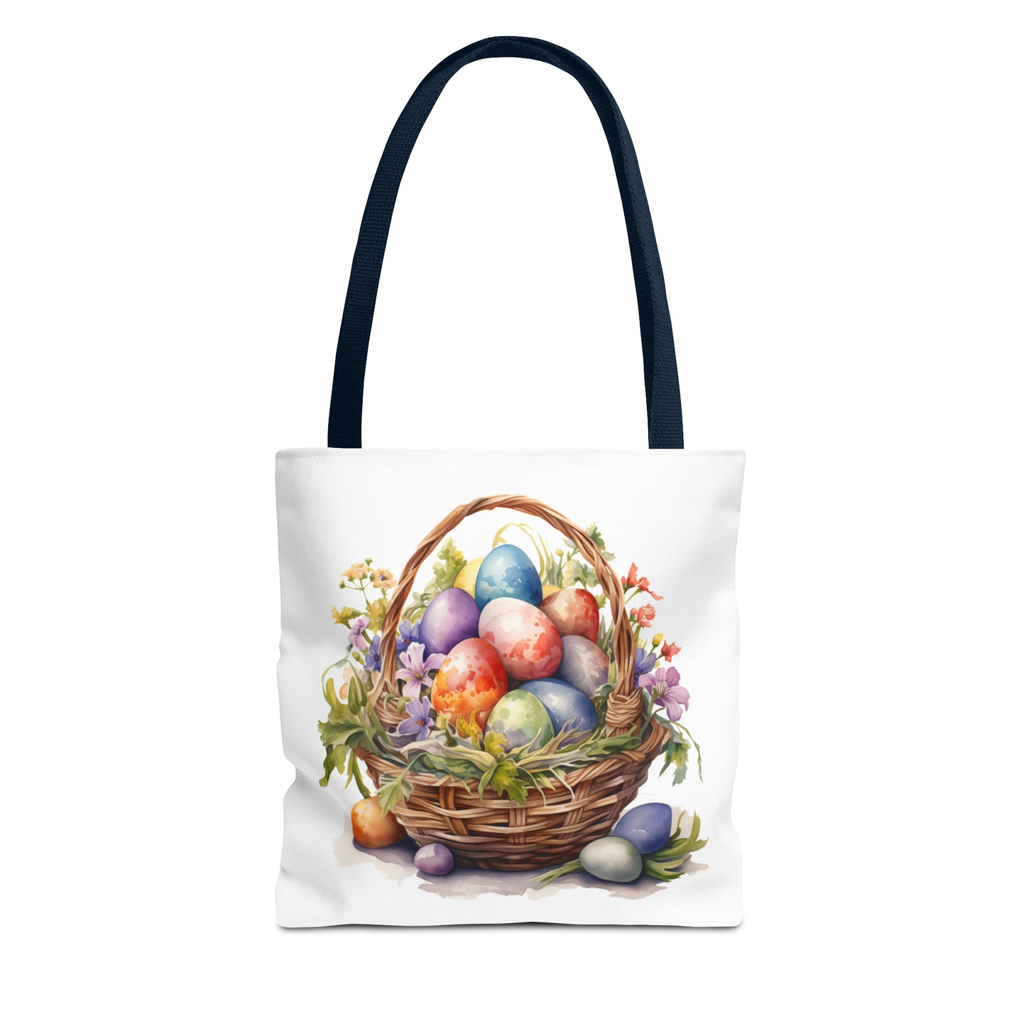 Happy Easter Basket / Egg Basket Watercolor Design Tote Bag