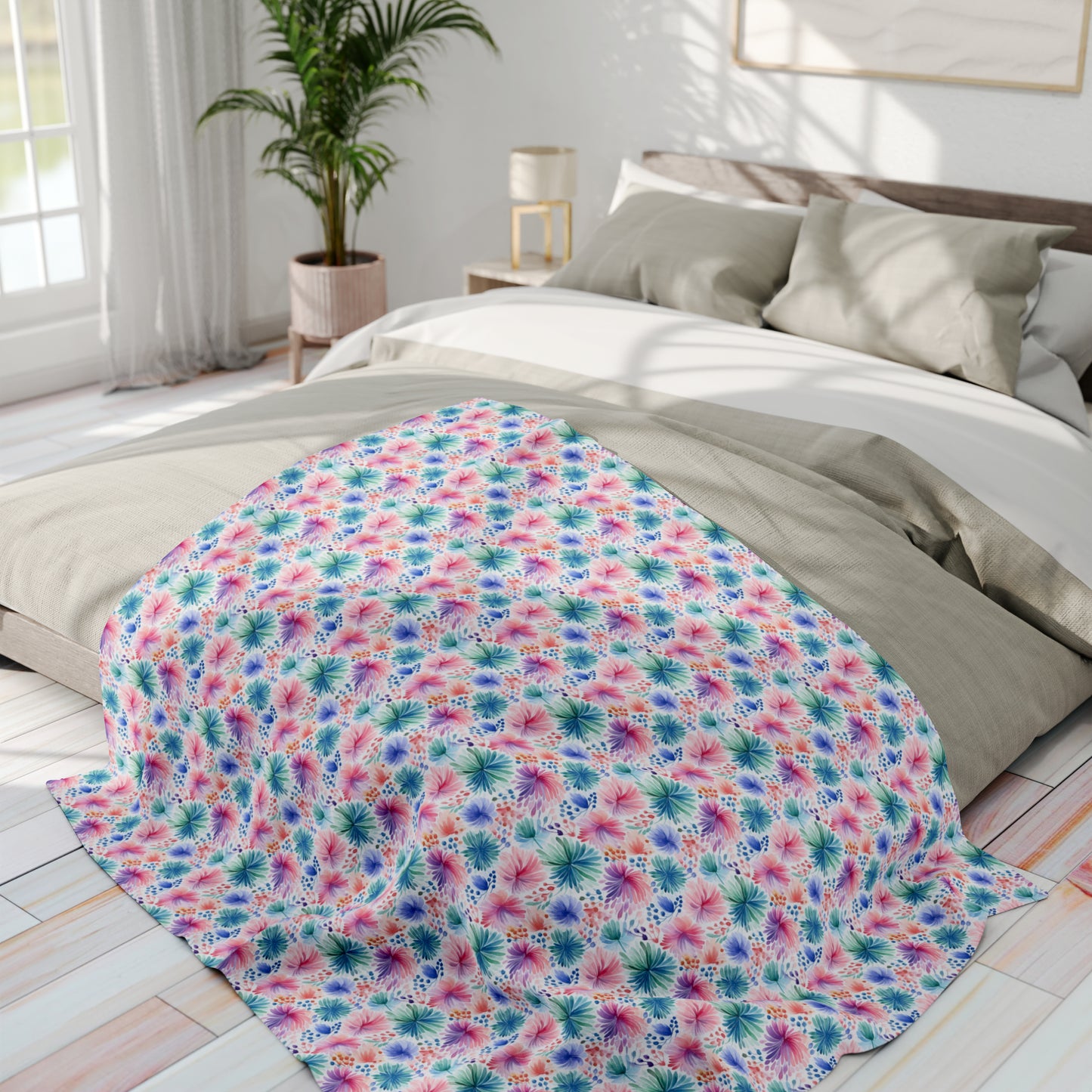 Beautiful Watercolor Floral Pattern Design Arctic Fleece Blanket