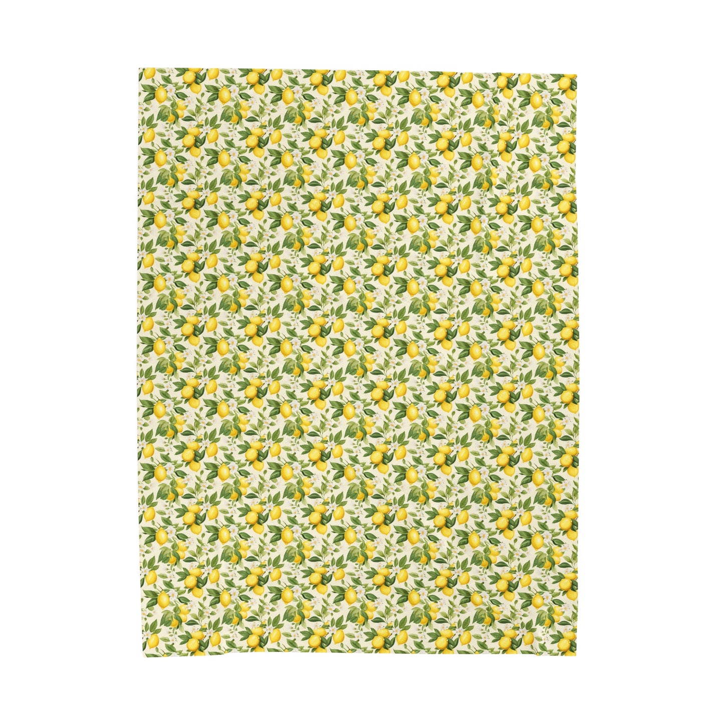 Gardening Lovers Collection - "Classical Lemon Citrus" Herbal Watercolor Garden Plants Pattern Blanket - Velveteen Plush - Perfect Gift