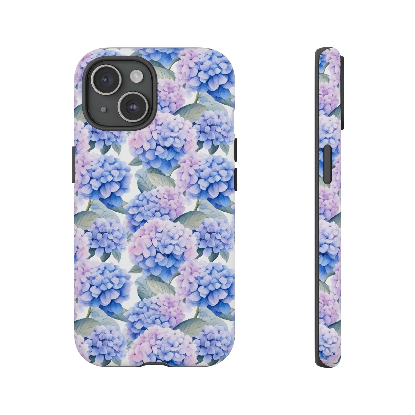 Gardening Lovers Collection - "Hydrangea (Hydrangea spp.)" Herbal Watercolor Plants Pattern - iPhone 15, iPhone 14 and iPhone 13 Phone Case