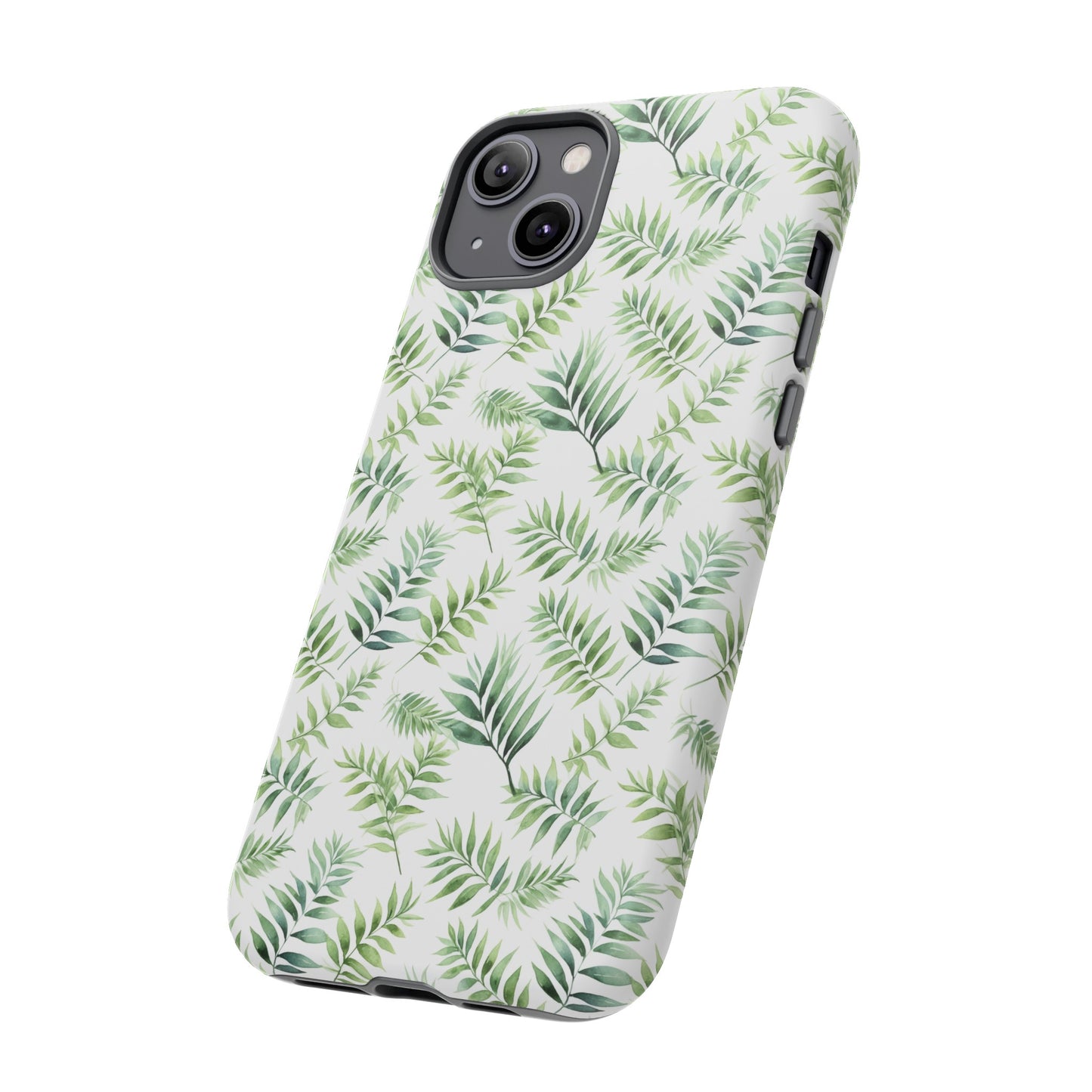 Gardening Collection - "Bamboo Palm (Chamaedorea seifrizii)" Herbal Watercolor Plants Pattern- iPhone 15, iPhone 14 and iPhone 13 Phone Case