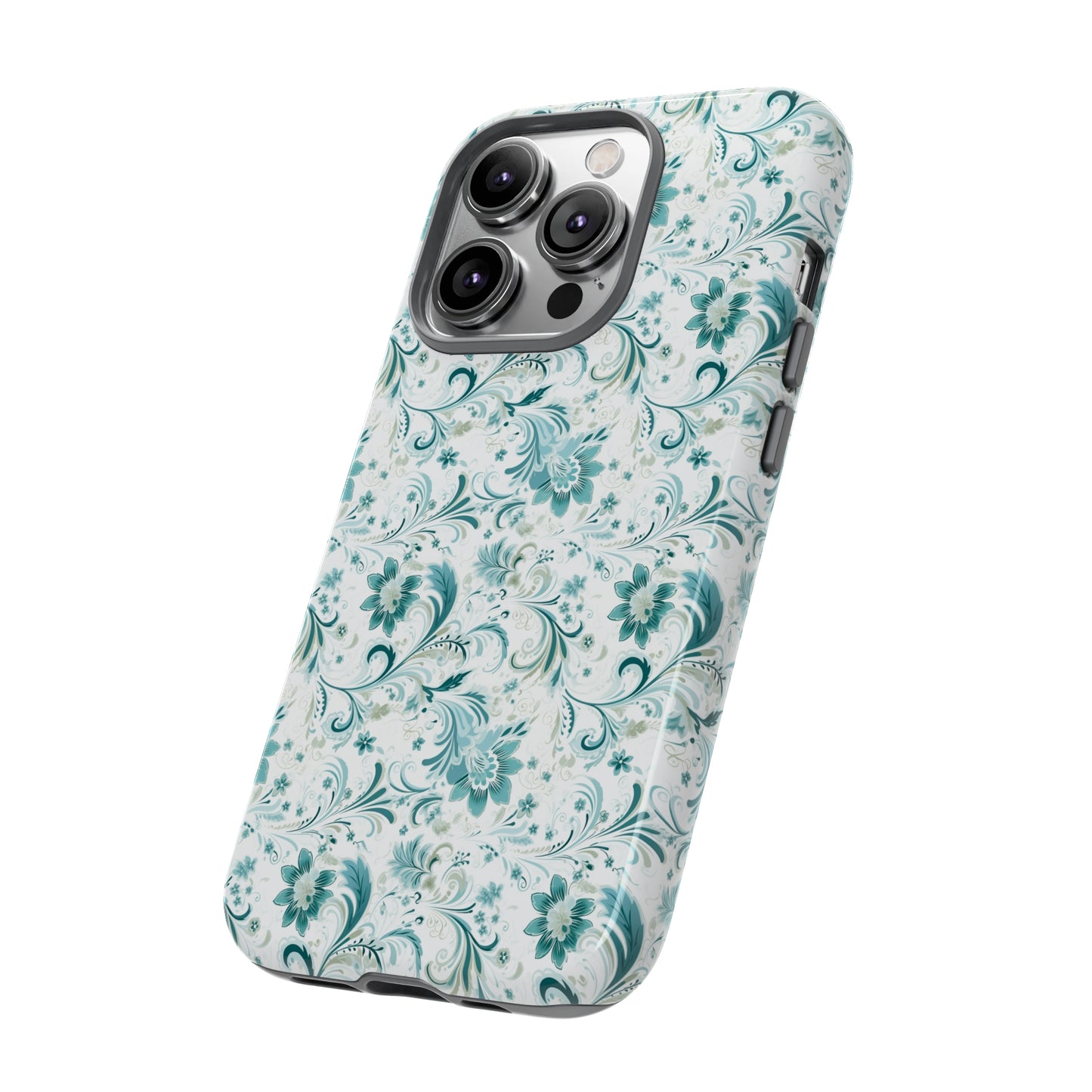 Beautiful Moss and Olive Green Floral Pattern Phone Case - Tough Cases for iPhone 15, iPhone 14 and iPhone 13