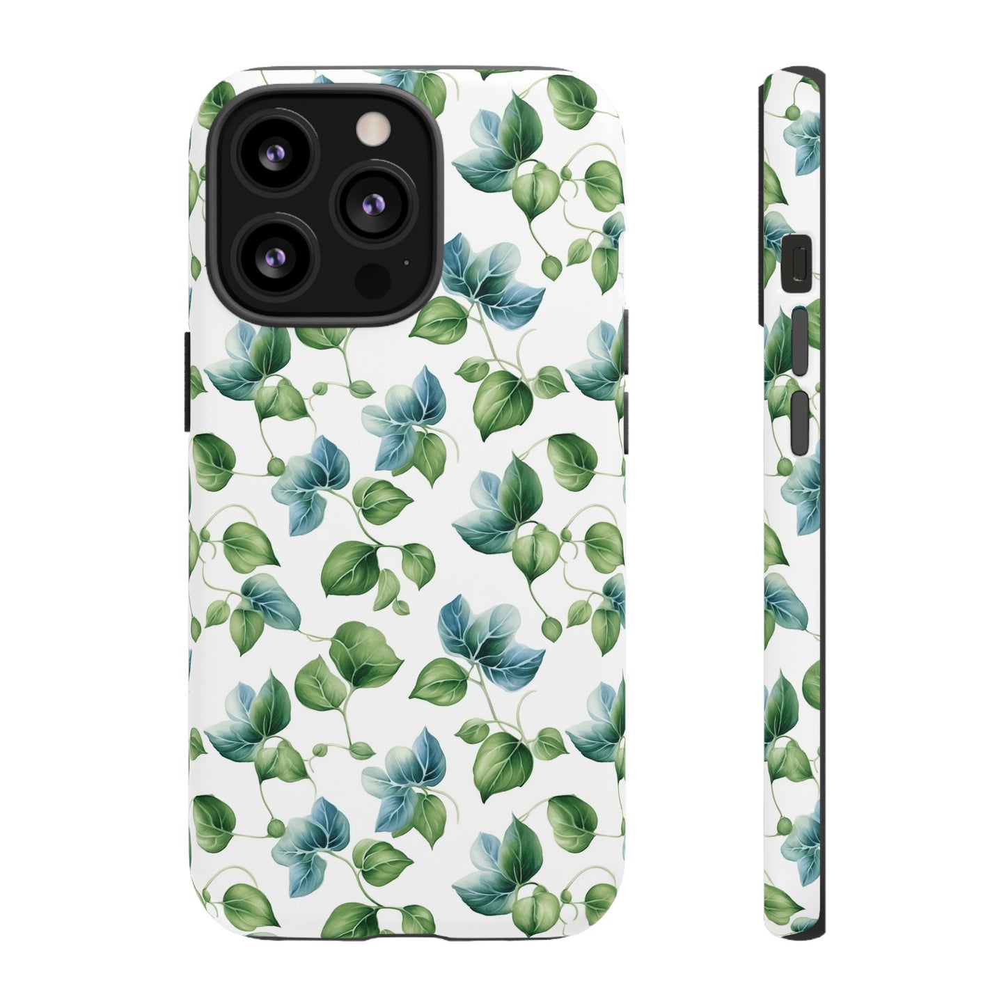 Gardening Lovers Collection - "English Ivy (Hedera helix)" Herbal Watercolor Plants Pattern - iPhone 15, iPhone 14 and iPhone 13 Phone Case