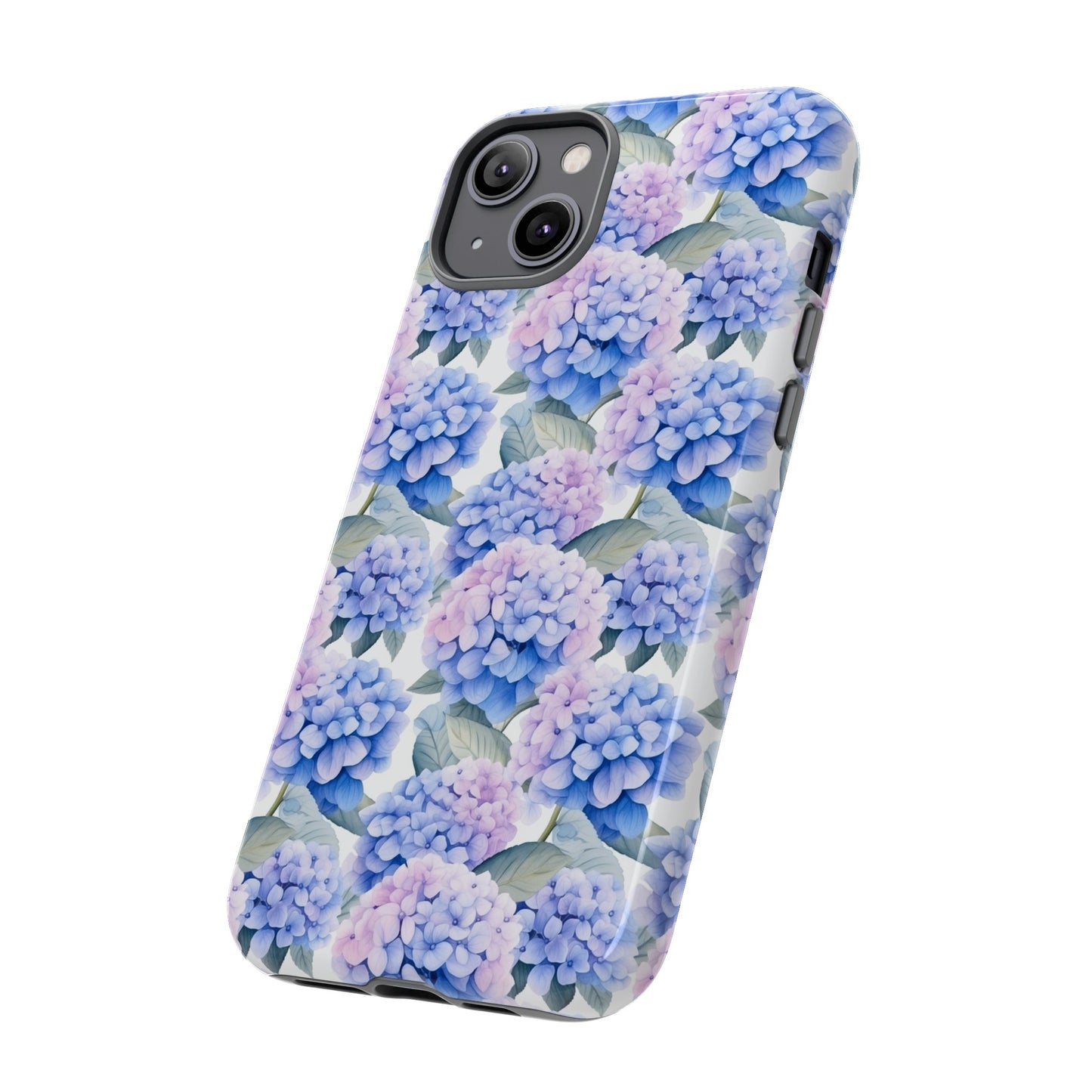 Gardening Lovers Collection - "Hydrangea (Hydrangea spp.)" Herbal Watercolor Plants Pattern - iPhone 15, iPhone 14 and iPhone 13 Phone Case