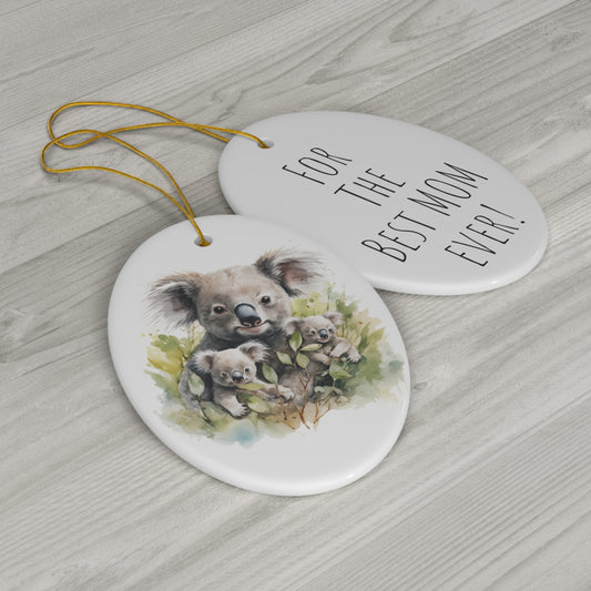 Happy Mother's Day / Mother Love / For The Best Mom Ever -  Baby Koala Watercolor Design Ceramic Ornament - Perfect Gift, 1-Pack