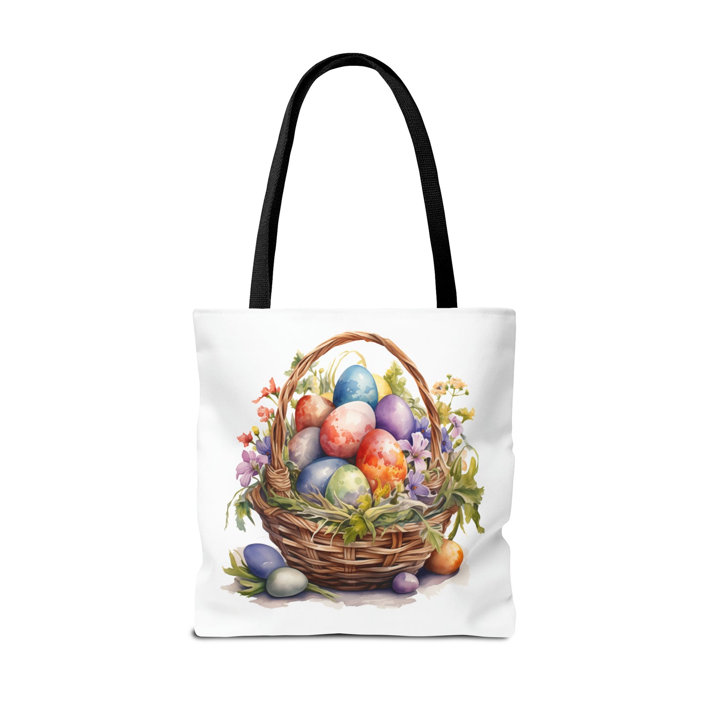 Happy Easter Basket / Egg Basket Watercolor Design Tote Bag