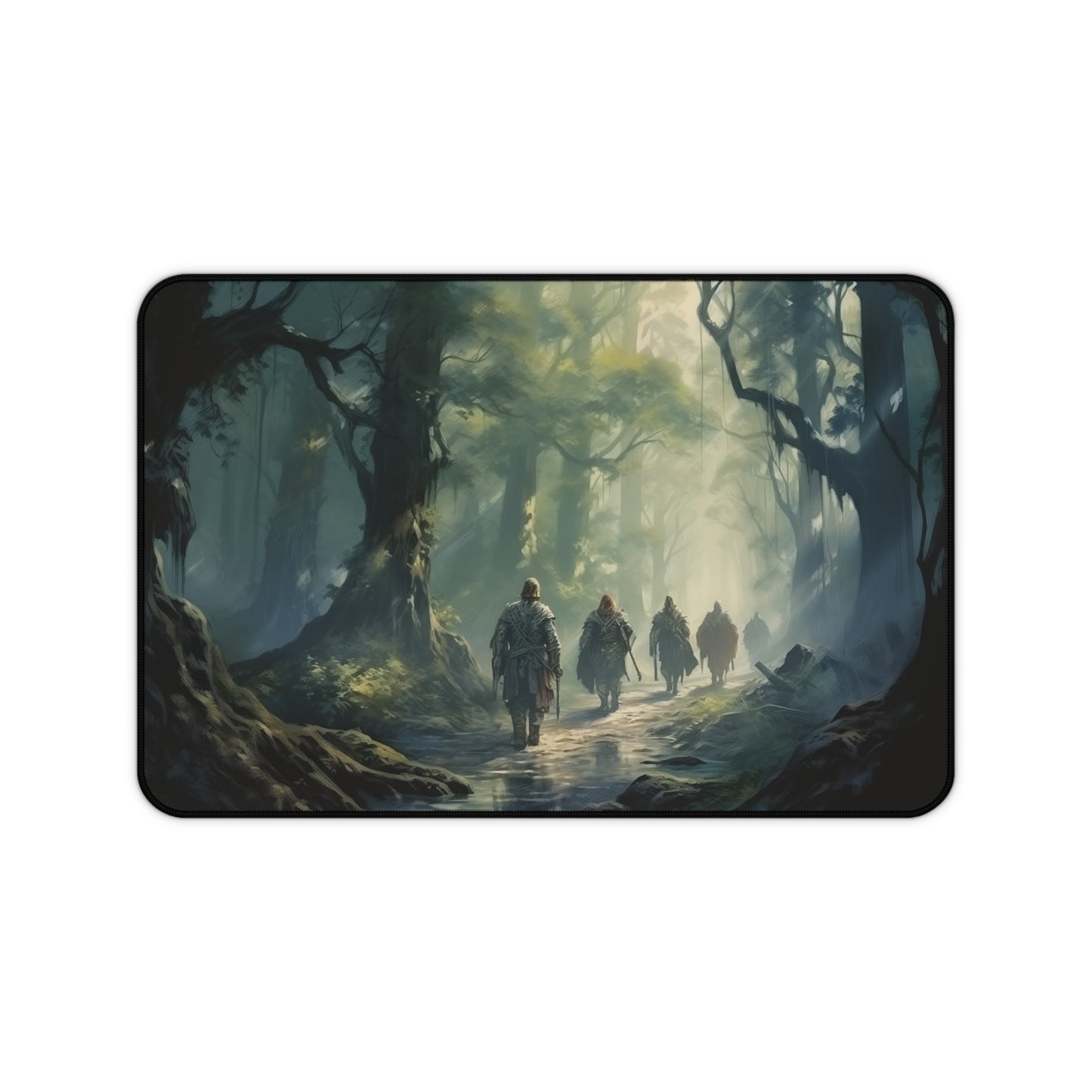 Epic Fantasy Friends Collection - "Entering the Misty Forest" Watercolor Art Work Design - Neoprene Gaming Desk Mat / Cover