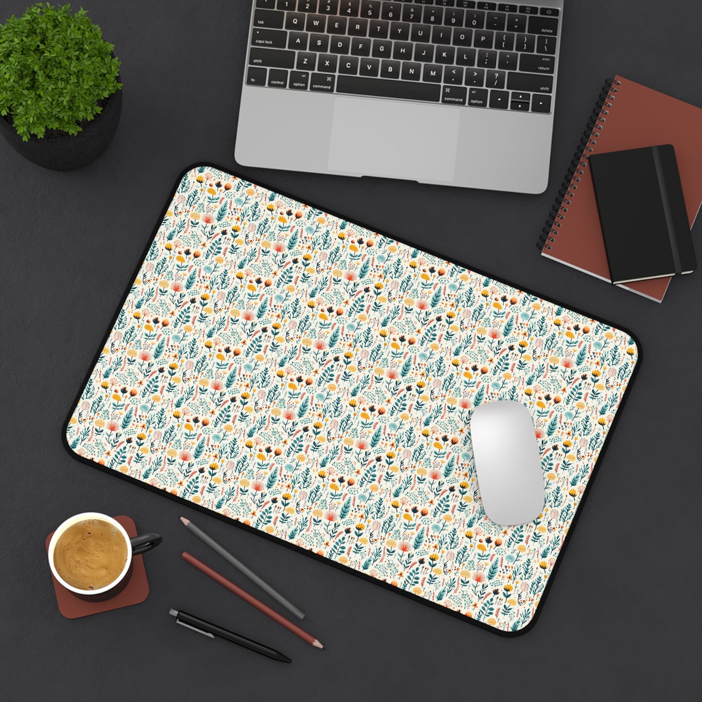 Calming Floral Pattern Desk Mat