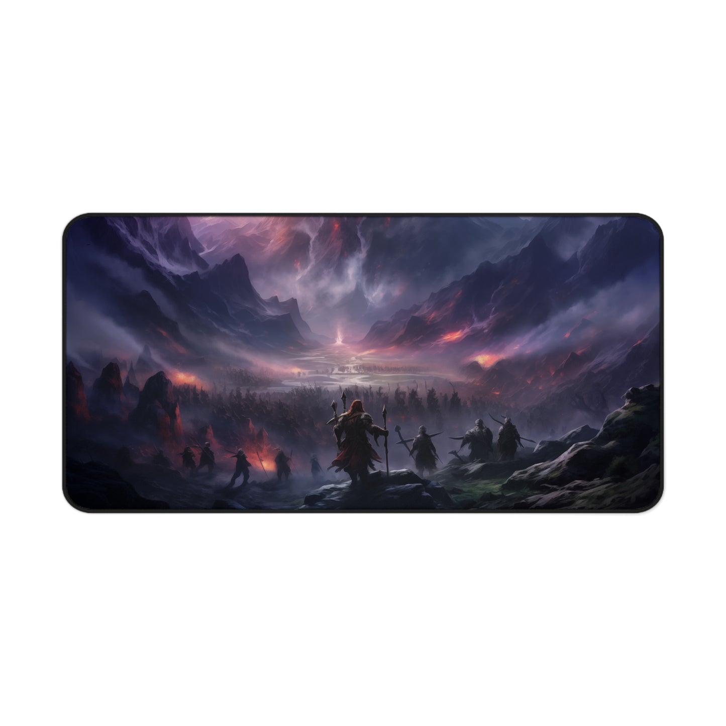 Epic Fantasy Friends Collection - "War of the Damned" Watercolor Art Work Design - Neoprene Gaming Desk Mat / Cover