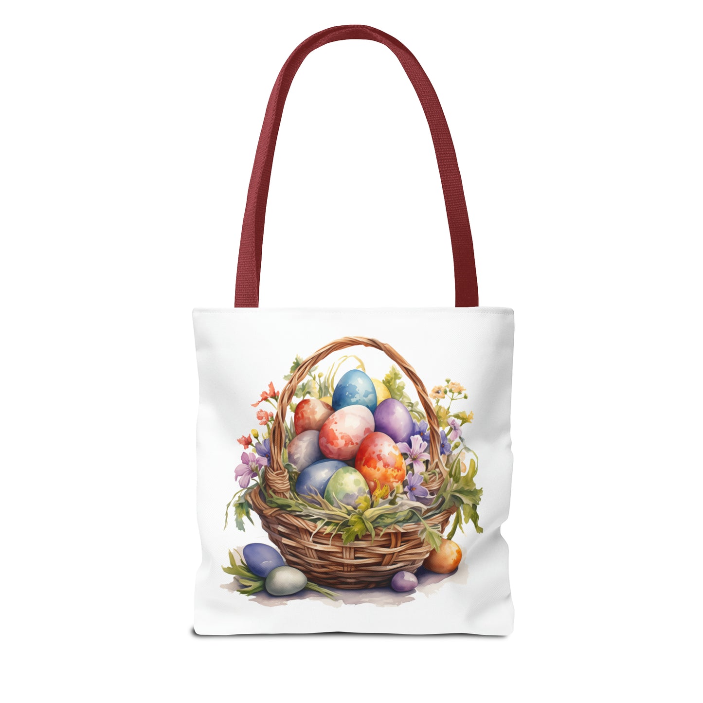 Happy Easter Basket / Egg Basket Watercolor Design Tote Bag